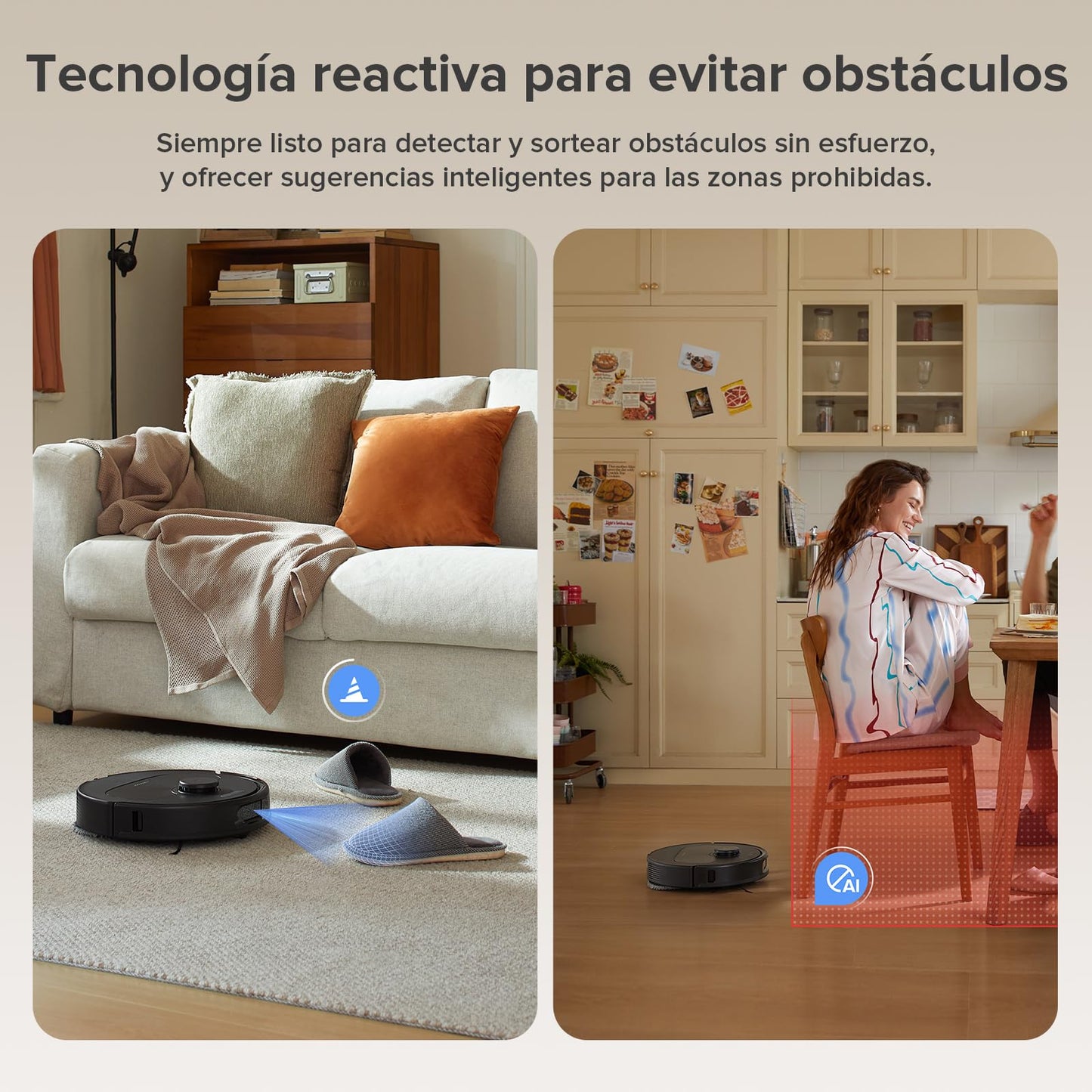 roborock Robot Aspirador QV 35A, 8000Pa de succión, Dos mopas giratorias elevables, cepillos antienredos, tecnología reactiva para Evitar obstáculos, navegación y mapeo,Negro