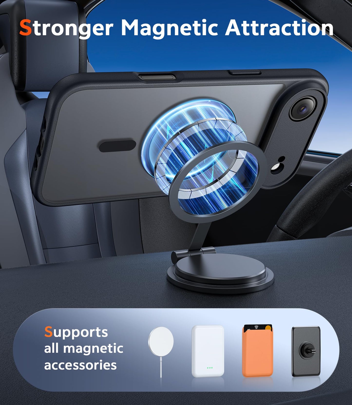 FNTCASE Funda transparente para teléfono 17 Pro-Max: fundas magnéticas transparentes con protector de pantalla, delgada, antiamarilleamiento, protección contra caídas, resistente a los golpes, funda