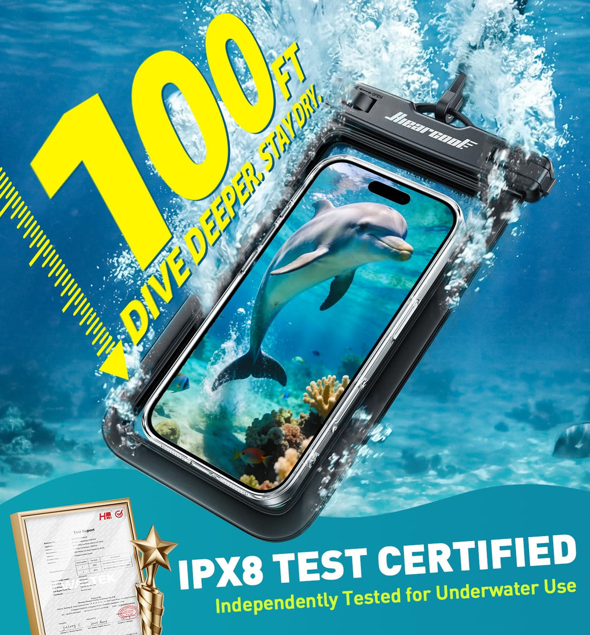 Ansot IPX8 - Funda Impermeable Universal para iPhone X/8/8plus/7/7plus/6S/6/6S Plus Samsung Galaxy S8/S7, Google Pixel 2, HTC, LG, Sony, Moto de hasta 7,0 Pulgadas, 2 Unidades