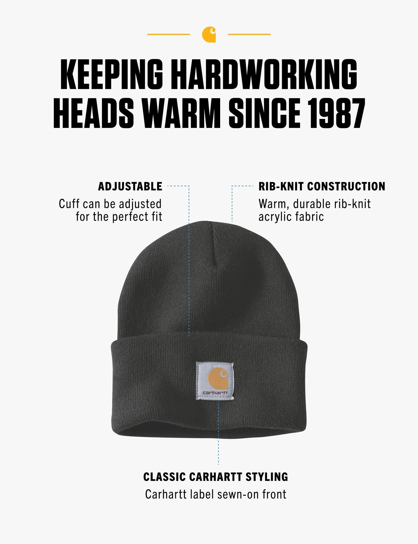 Carhartt Knit Cuffed Beanie, Gorro de punto, Unisex adulto, Negro, Talla única
