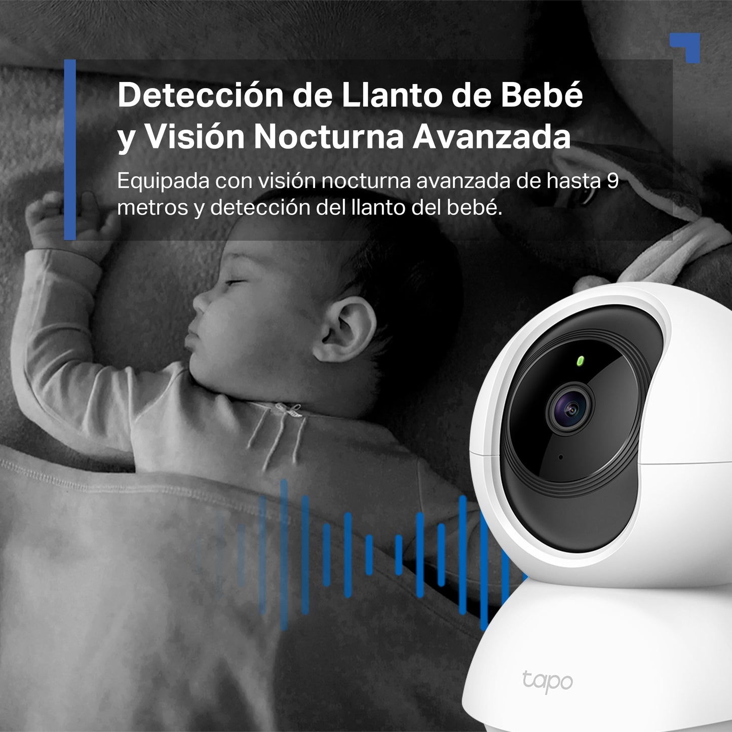 Tapo C210 - Cámara IP WiFi 360° Cámara de Vigilancia 2K (3MP),Visión Nocturna Admite Tarjeta SD hasta 512 GB, Detección y Seguimiento de Movimiento, Control Remoto, Compatible con Alexa