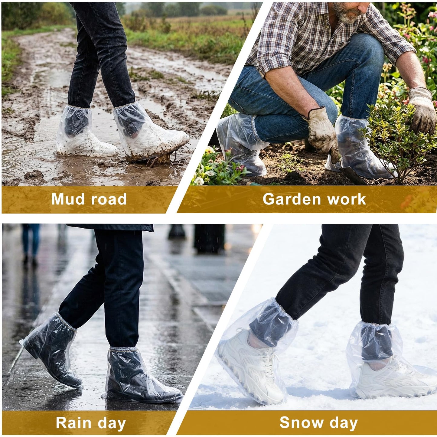 12 fundas impermeables para zapatos de lluvia, fundas antideslizantes desechables para zapatos de lluvia, ponchos de plástico para zapatos, fundas de botas de material de polietileno grueso para