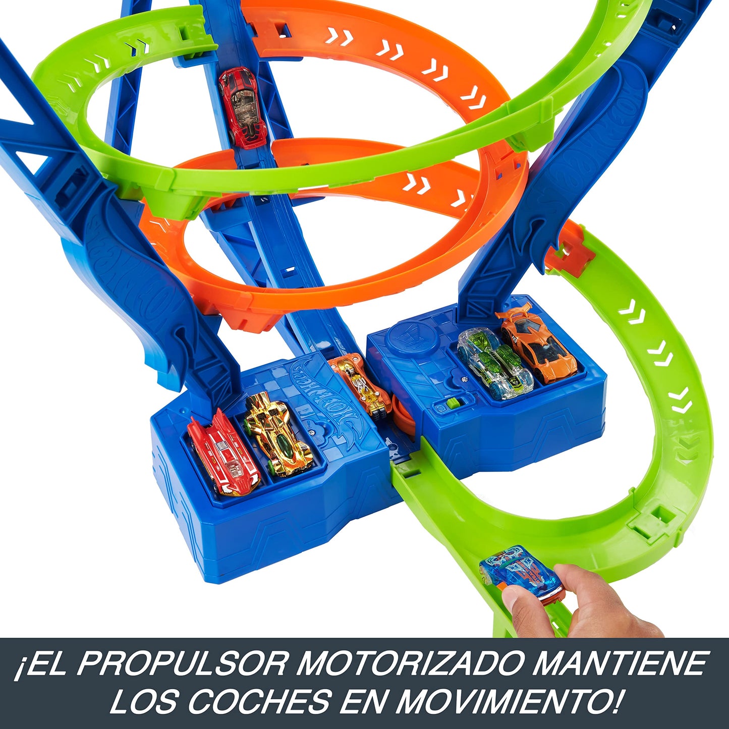 Hot Wheels Action Espiral rápida de choque SIOC Pista para coches de juguete, regalo +4 años (Mattel HJT51)