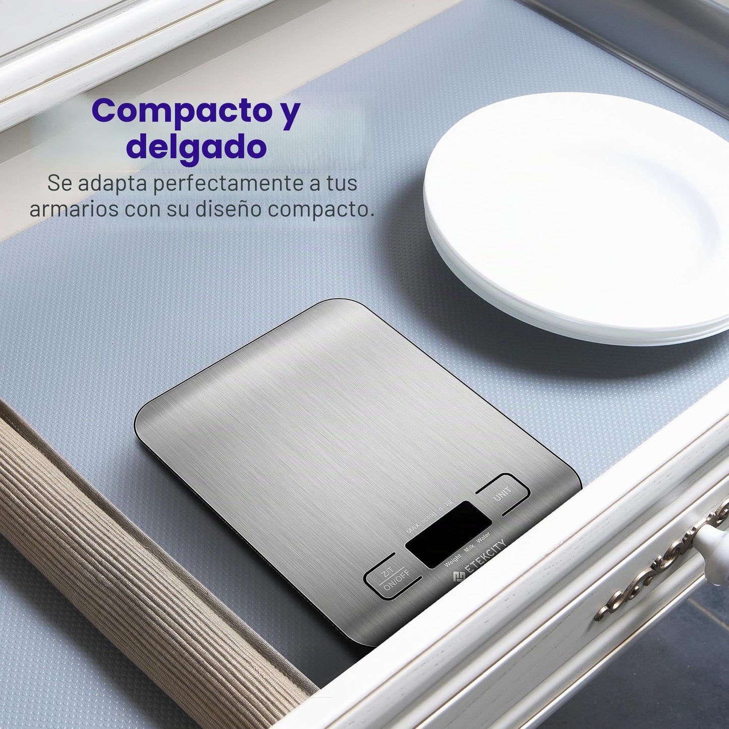 Etekcity Báscula de Cocina Digital de Acero Inoxidable, Balanza Cocina de Alta Precisión 5 kg/ 11 lbs