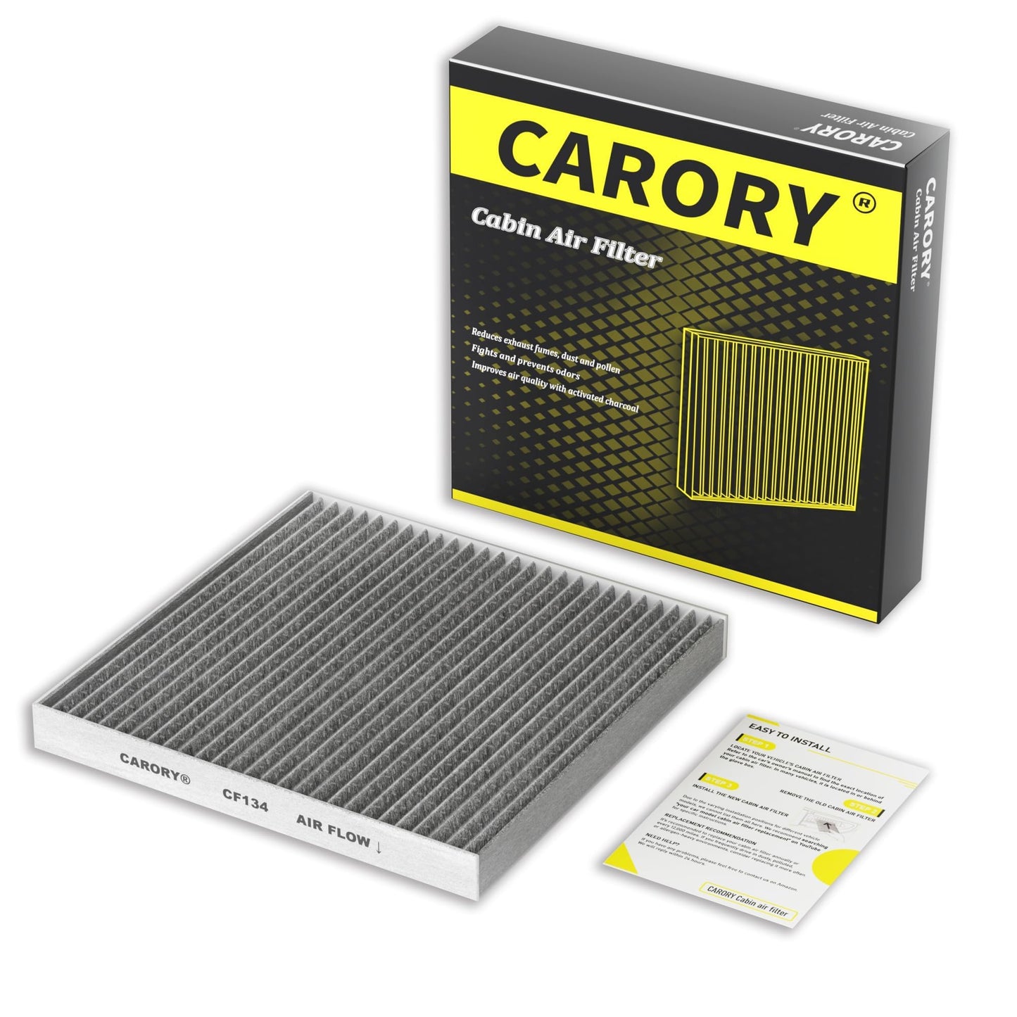 CARORY Filtro de aire de cabina con carbón activado para modelos seleccionados de Honda 2001-2024 - Accord, Civic, Crosstour, CRV, Odyssey, Passport, Pilot, Ridge line, MDX, RDX, RL, RLX, TL, TLX, TSX
