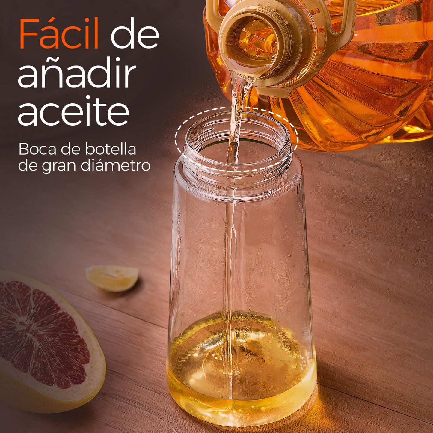 YARRAMATE Pulverizador de Aceite para Cocinar, Botella Dispensadora de Aceite de Oliva 2 en 1 para Cocina, Botella de Aceite de Vidrio de 17 oz/470 ml para Freidora de Aire, Barbacoa (Negra)