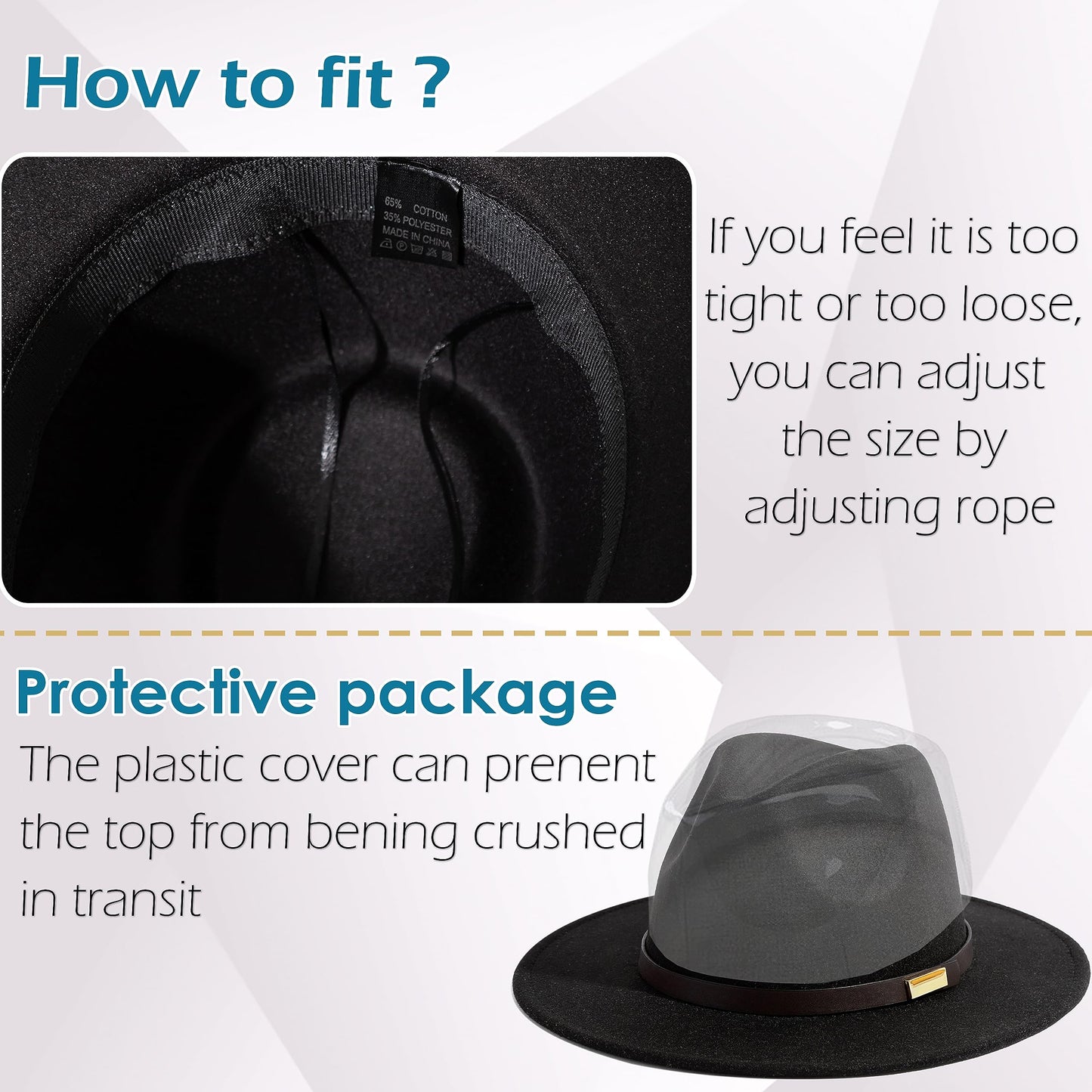 Gossifan Wtt647 Fedora, A-Belt Negro, 7 1/4/7 3/8 para Hombre