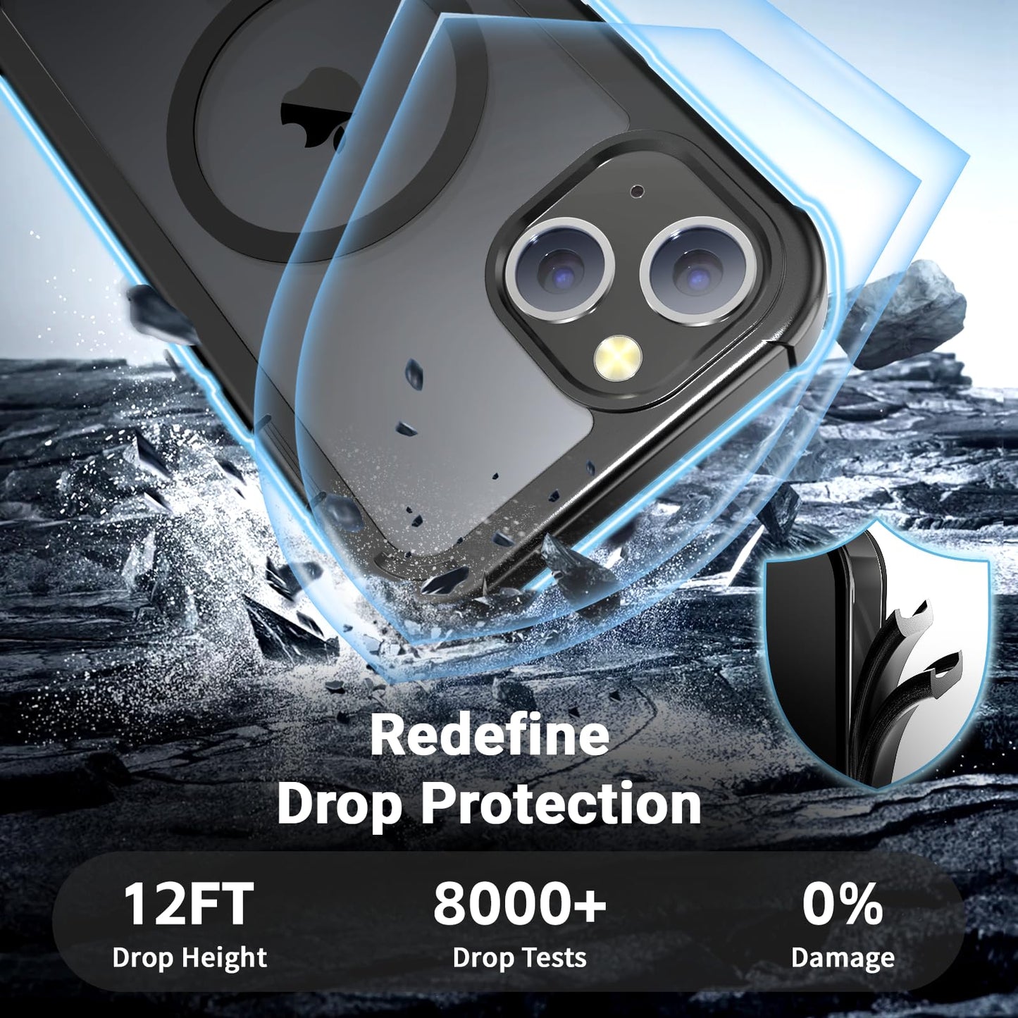 jaroco Funda para iPhone 13, a prueba de golpes, a prueba de polvo, protección contra caídas de grado militar, protección resistente, 2 capas duraderas, con funda extraíble antideslizante de 6.1