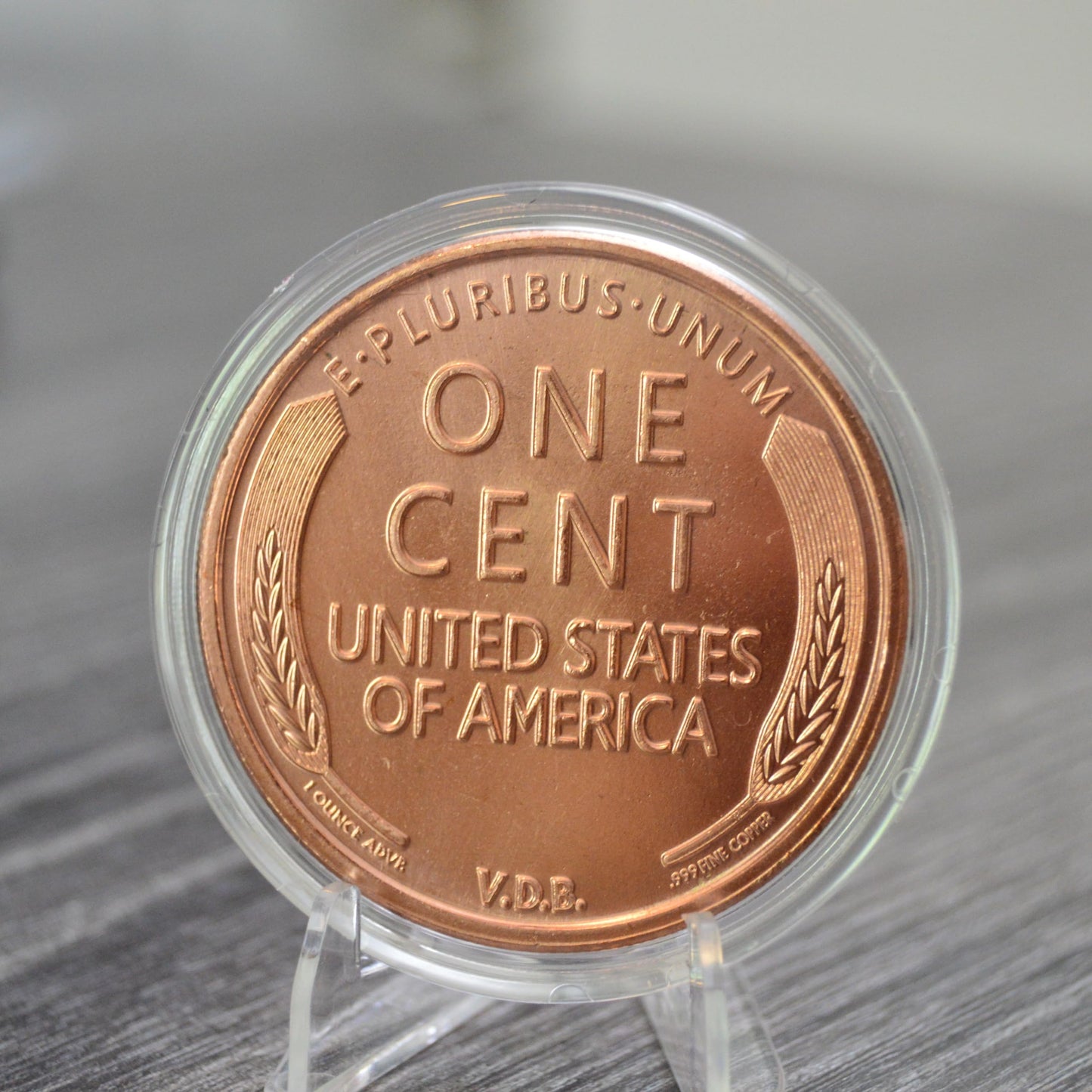 Centavo de Trigo Lincoln 1909 S VDB Diseño 1 oz Redondo de Cobre Puro.999 Coleccionable Moneda Jumbo de 39mm en Cápsula - COA de Heavenly Metals