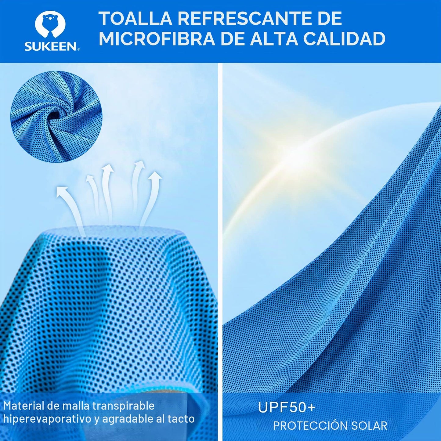 Sukeen Paquete de 4 Toallas de enfriamiento (40 x 12 Pulgadas), Toallas de enfriamiento para Cuello, Toalla de enfriamiento, Suave y Transpirable para Golf, Deportes, Correr, Gimnasio, Entrenamiento,