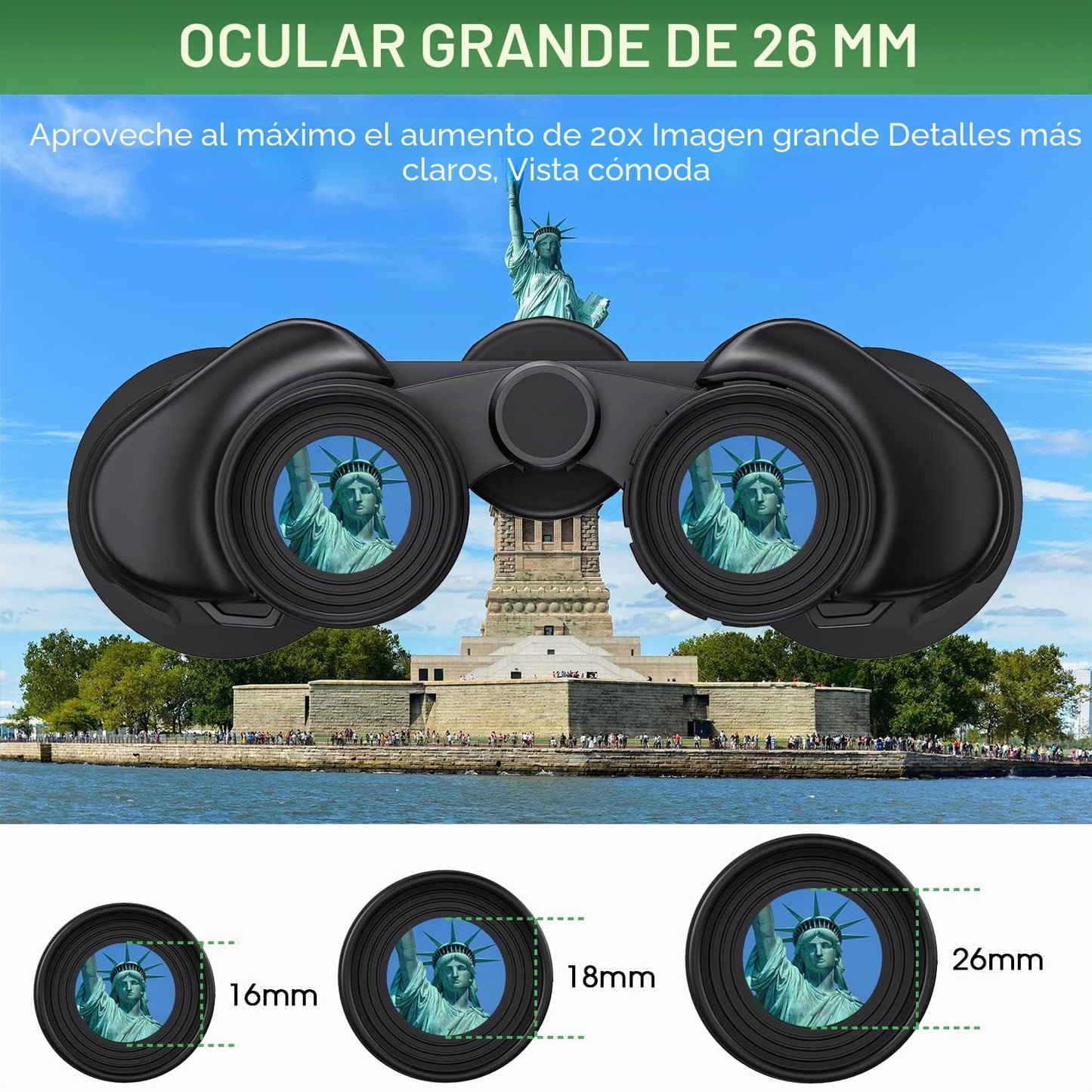 Prismáticos de alta potencia de 20 x 50 para adultos, impermeables, compactos, con visión de poca luz, para observación de aves, caza, juegos de fútbol, viajes, observación de estrellas, crucero con