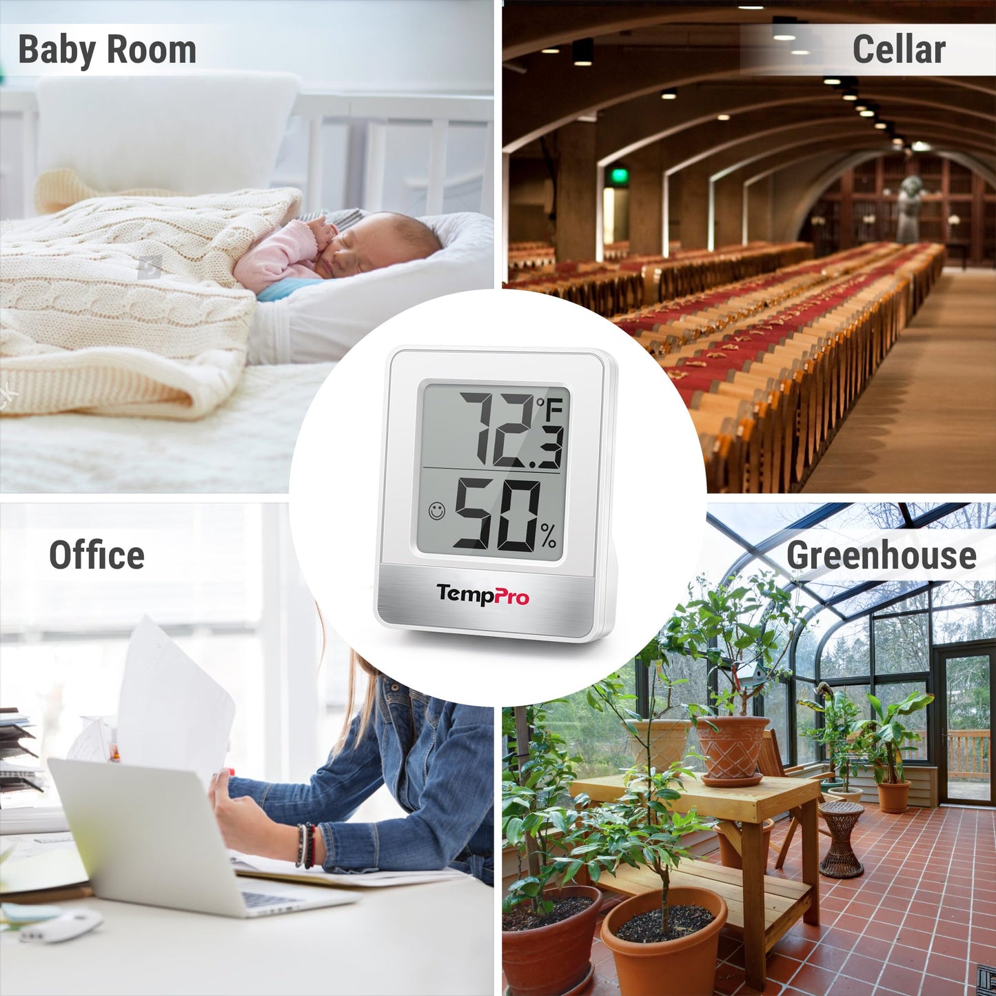 ThermoPro TP49 - Medidor de humedad digital para interiores con monitor de temperatura y humedad, mini higrómetro, termómetro