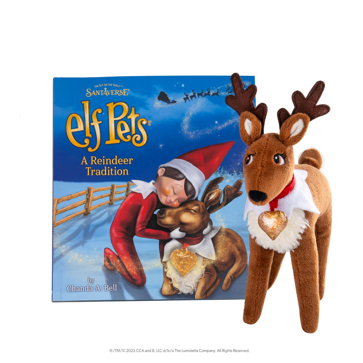 Elf on the Shelf Elf Pets A Rindeer Tradition Storybook and Plush Toy Set, Juguetes para niños bellamente ilustrados con dije de corazón dorado | Ideal para niños y niñas de 3 años en adelante