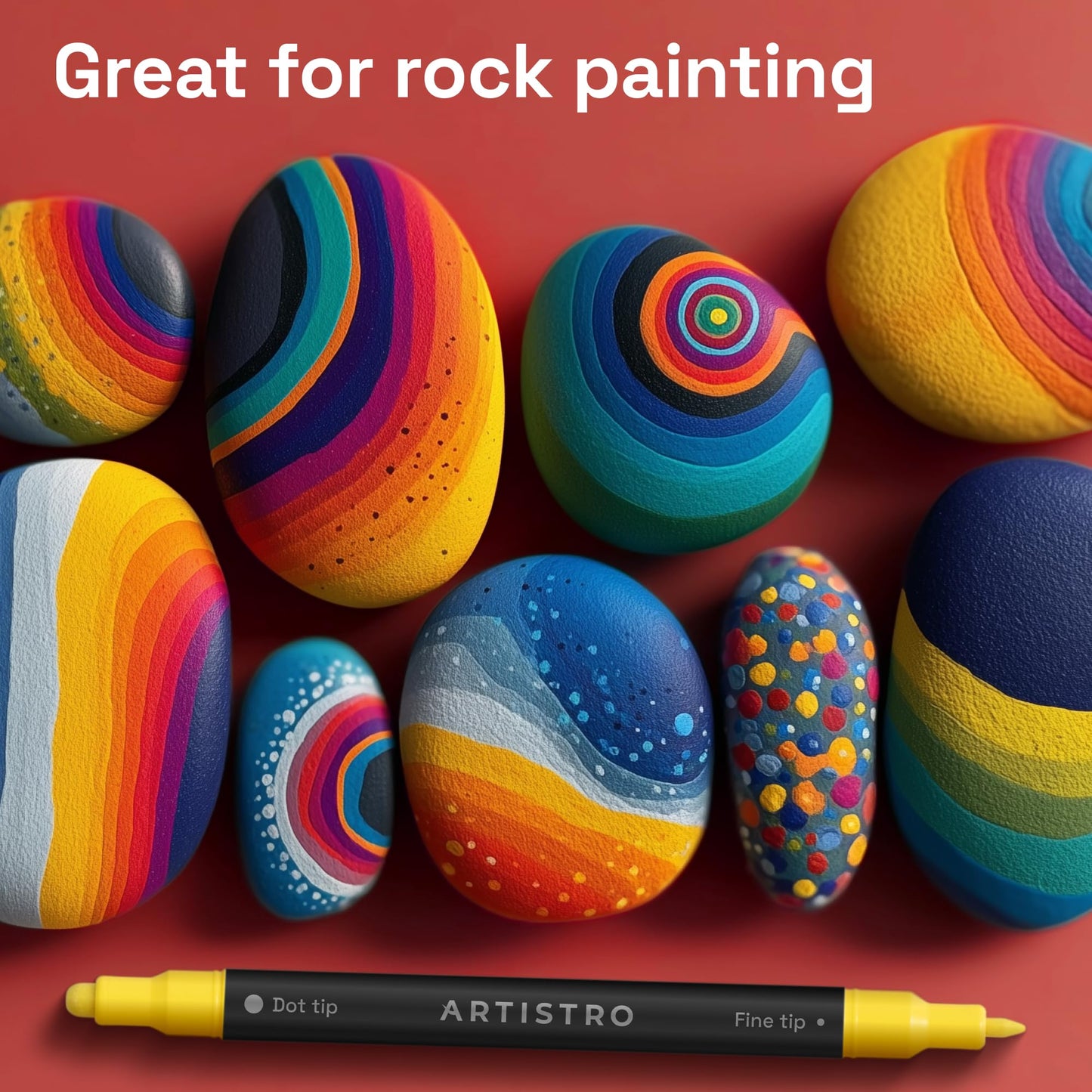 ARTISTRO 36 marcadores de pintura acrílica para roca, tela, madera, vidrio, manualidades, decoración, bolígrafos de pintura de doble punta, relleno de calcetines, idea de regalo de Navidad para