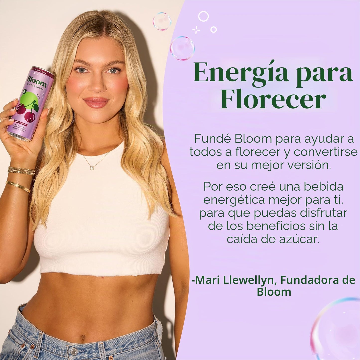 Bloom - Bebida energética espumosa – Cafeína natural, sin azúcar, 180 mg de cafeína – Rica en antioxidantes con grano de café verde, extracto de té verde, prebióticos – Bebida de bienestar para