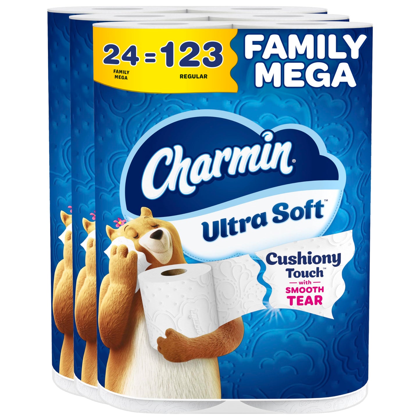 Charmin Papel higiénico ultra suave al tacto, 24 mega familiares = 123 rollos regulares, color blanco