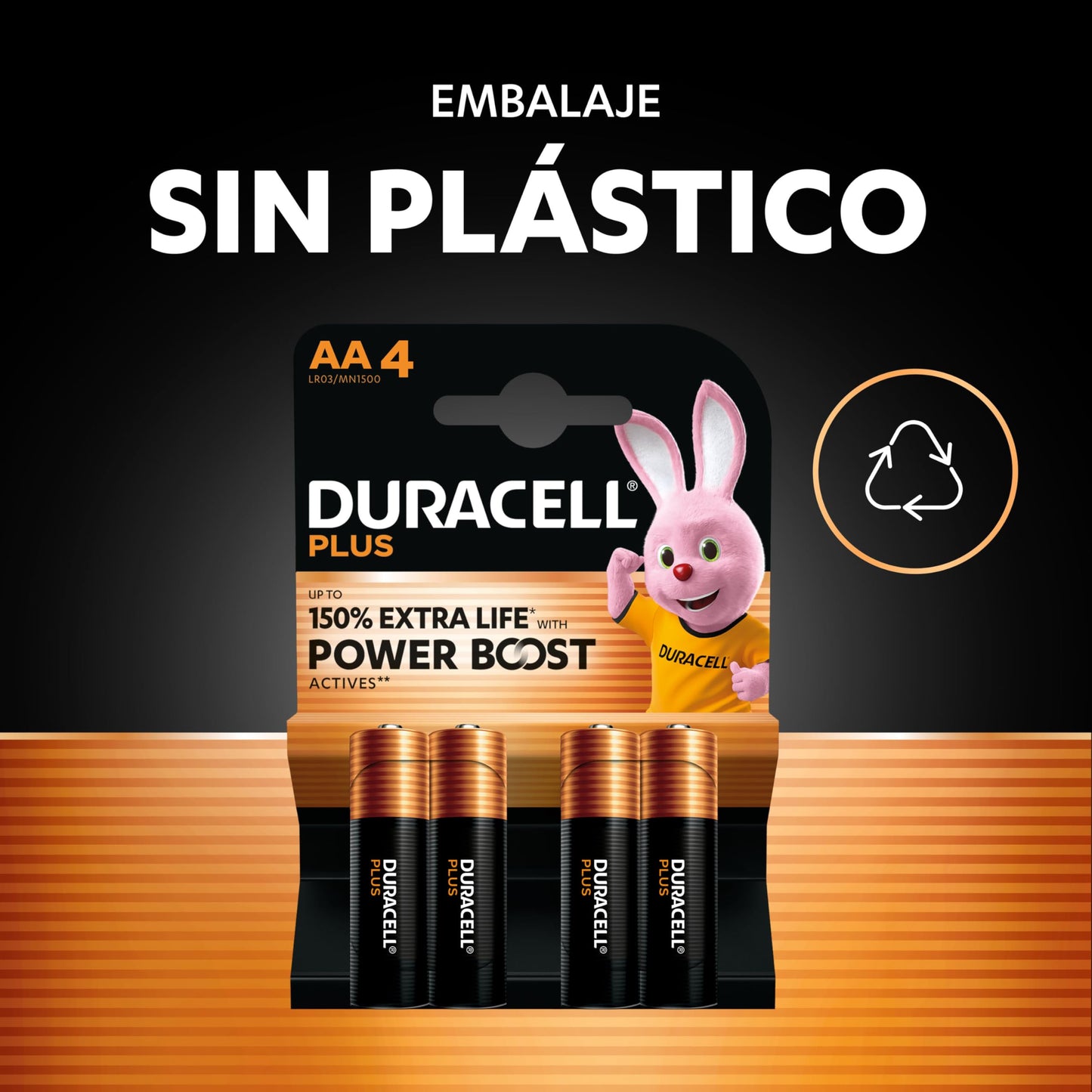 DURACELL Plus Pilas AA (Paquete de 18) – Pilas alcalinas 1,5 V – Hasta un 150 % de duración extra con activos POWER BOOST–Fiabilidad para dispositivos cotidianos–Envase con 0 % de plástico–MN1500