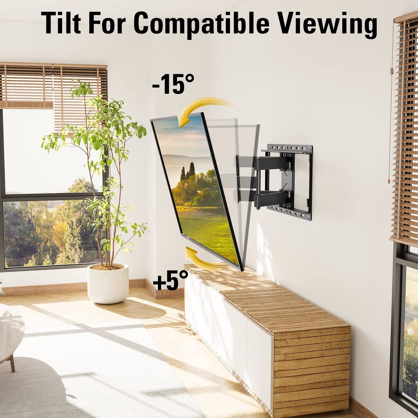Montaje sueño md2380 TV Soporte de pared para la mayoría 26 – 55 inch LED, OLED, LCD y Plasma TV de pantalla plana, con giratorio de movimiento completo articulado doble armas, hasta Vesa 400 x 400 mm y 99 libras con inclinación
