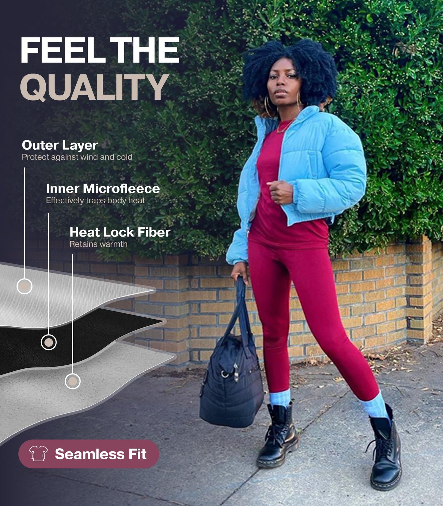 Thermajane Mujeres Ropa Interior térmica Suave con Negro Medio paño Grueso y Suave