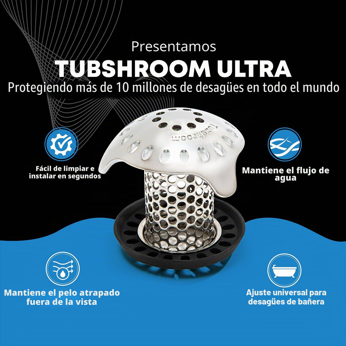 Filtro recogepelos TubShroom Ultra para desagüe de bañera