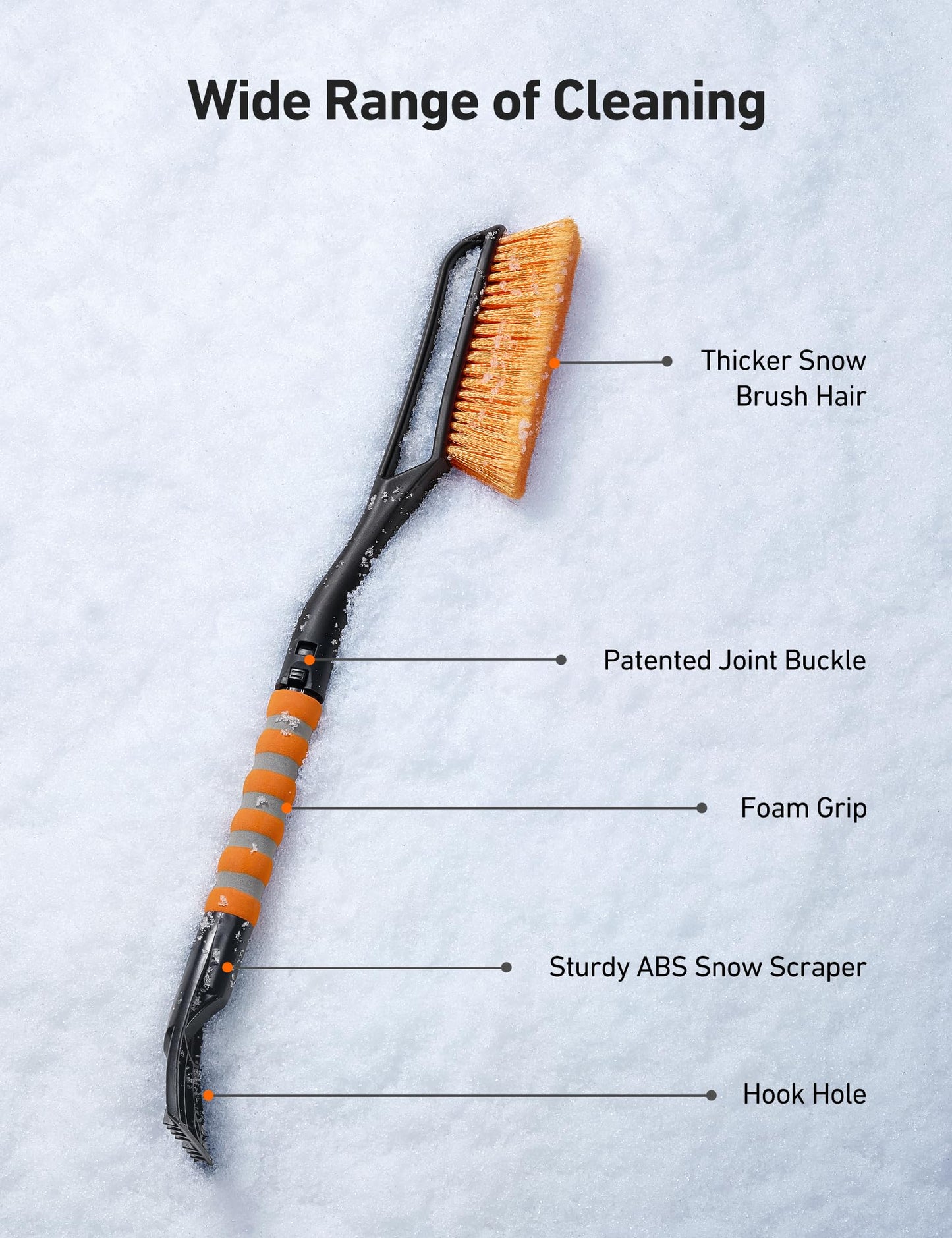 AstroAI Kit de Herramientas de Limpieza Lavado de Autos Trapeador Eliminador Cepillos para Nieve Raspador de Vidrio Desmontable para Automóviles 2 en 1 Mango de Espuma Escurridor Antiescarcha