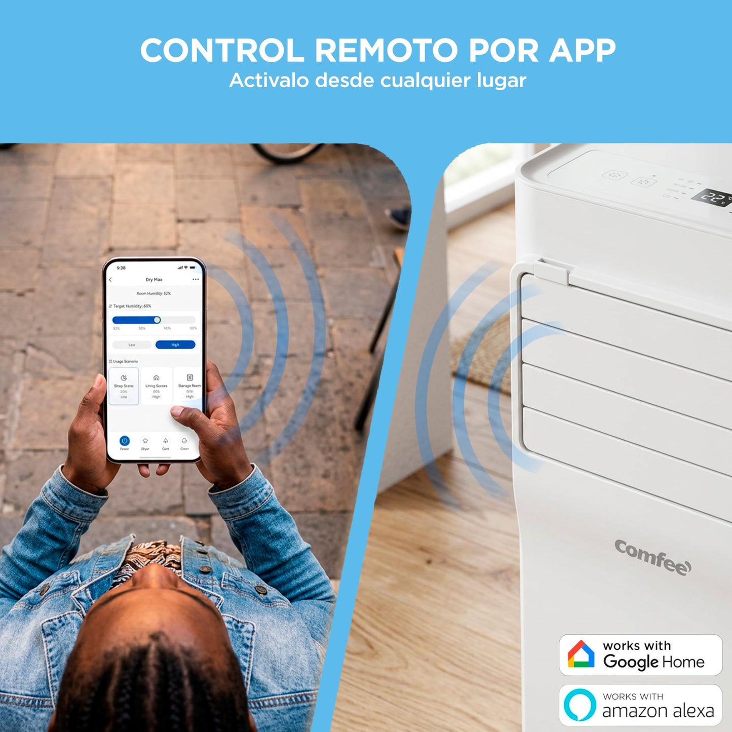COMFEE Pingüino Aire Acondicionado Portátil 3 en 1 | 9000 BTU/2250 Frigorías Con App + Mando a Distancia | Climatizador y Deshumidificador | Bajo Consumo | Función Follow Me | Incluye kit de ventana