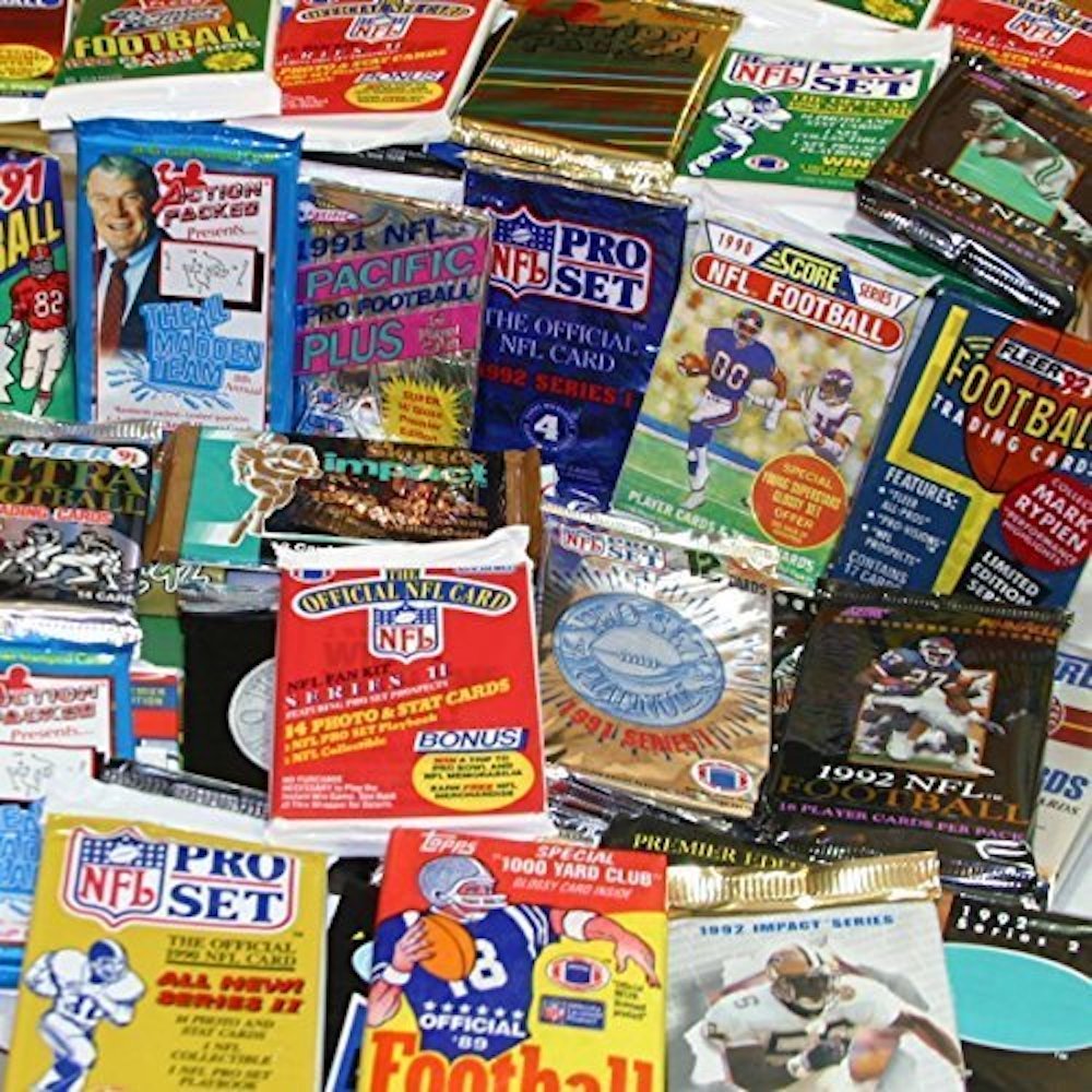 100 tarjetas de fútbol vintage en paquetes de cera sellados antiguos, perfectas para nuevos coleccionistas