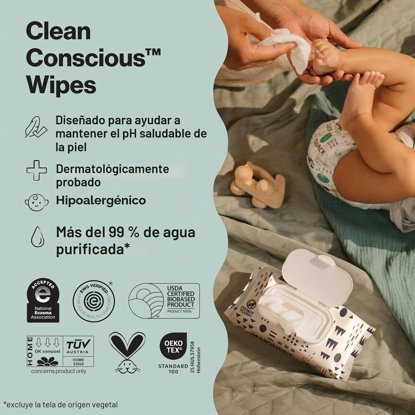 The Honest Company Baby Wipes - 720 Count | Pattern Play | Over 99 Percent Water | Pure & Gentle | Plant-Based | Fragrance Free | Extra Thick & Durable Wet Wipes
