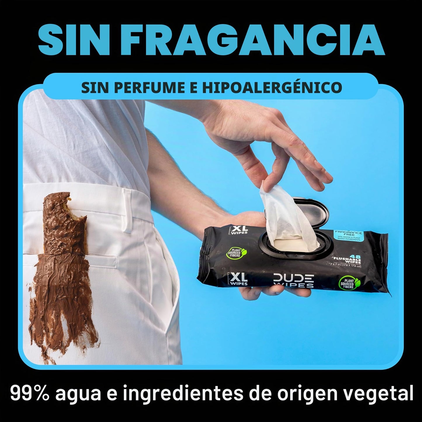 DUDE Toallitas – Toallitas desechables – Paquete de 3, 144 toallitas – Toallitas húmedas extra grandes sin perfume para adultos – Vitamina E y aloe, aptas para sépticas y alcantarillados
