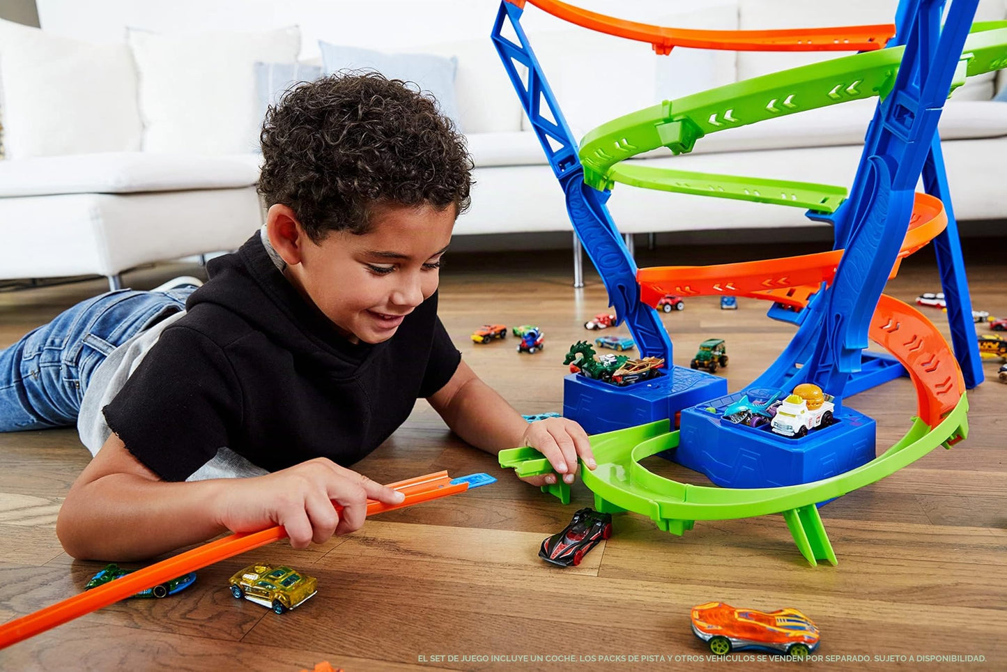 Hot Wheels Action Espiral rápida de choque SIOC Pista para coches de juguete, regalo +4 años (Mattel HJT51)