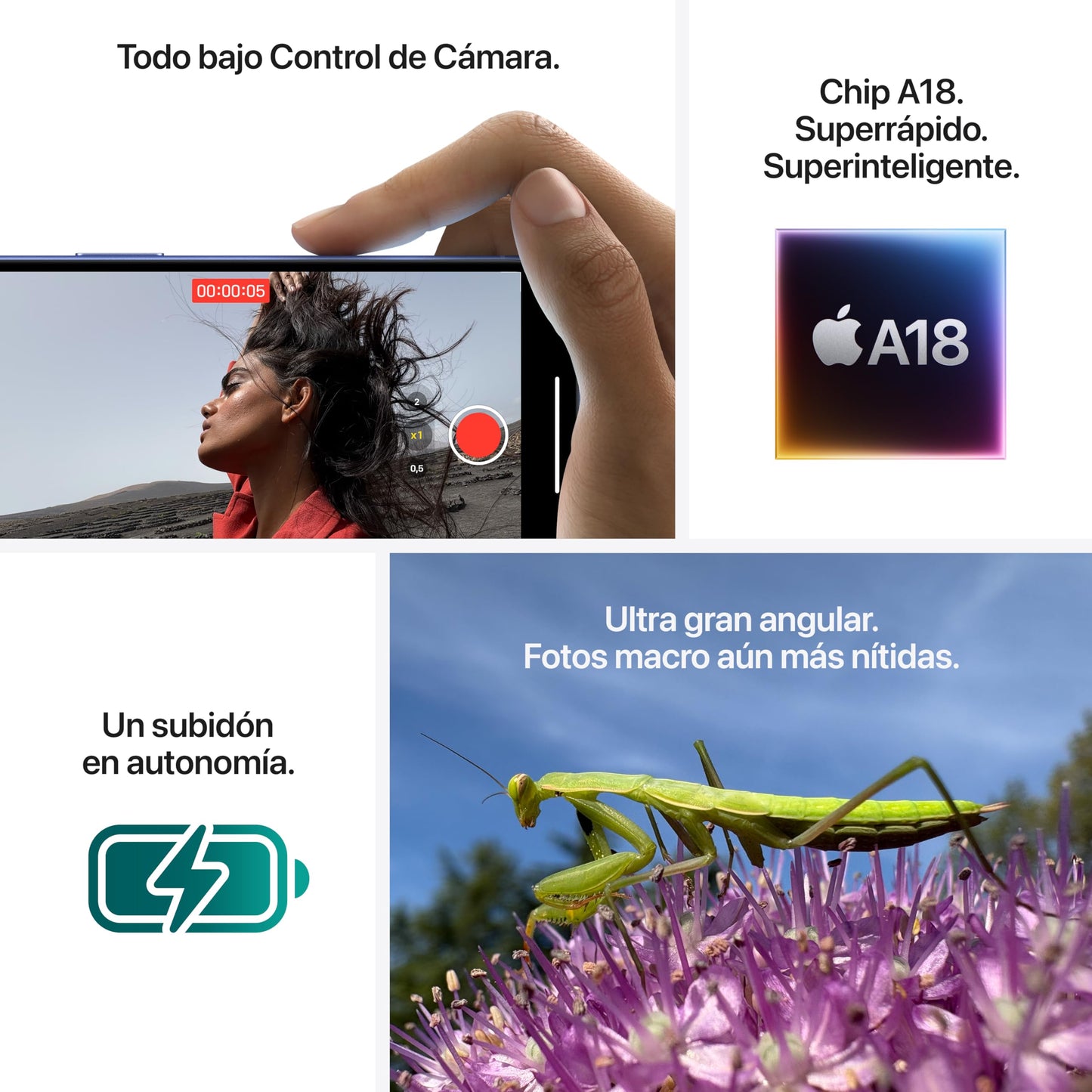 Apple iPhone 16 de 128 GB: Smartphone 5G con Control de Cámara, Chip A18 y un subidón en autonomía. Compatible con los AirPods; Negro