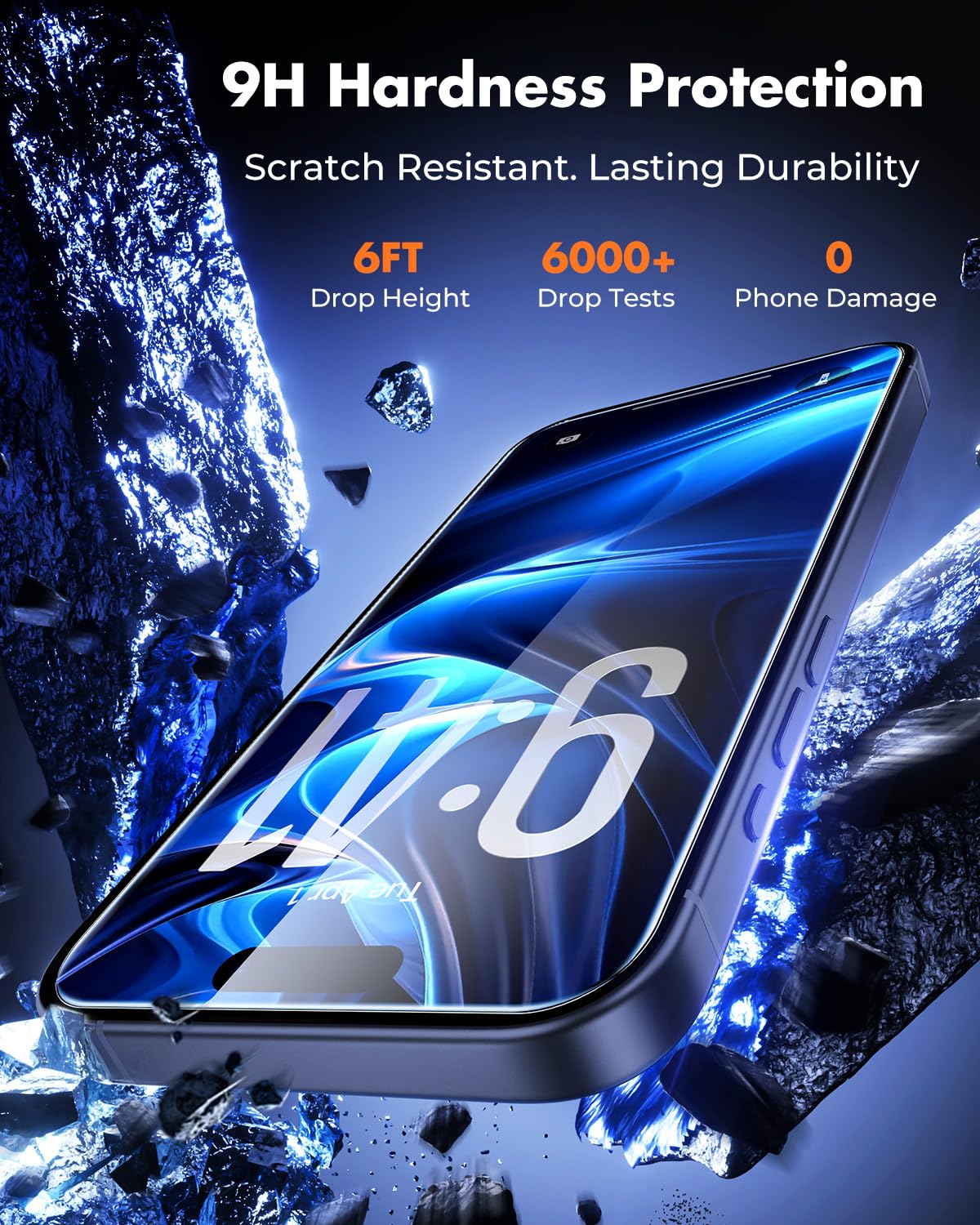 UNBREAKcable Paquete de 2 Protectores de Pantalla para iPhone 17 Pro, Vidrio Templado Doble Antigolpes [Marco de Instalación Fácil] [Dureza 9H] [Claridad HD 99,99%] para iPhone de 6.3 pulgadas