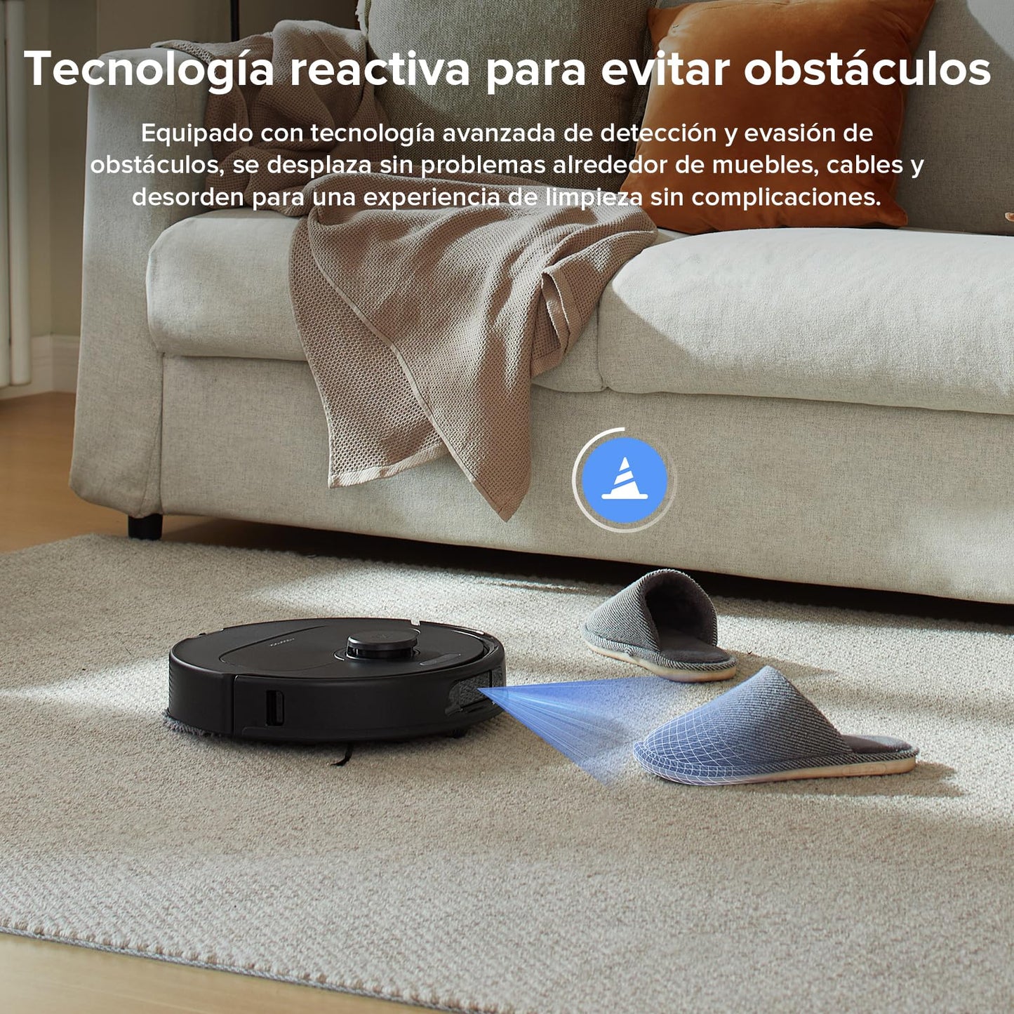 roborock Robot Aspirador QV 35A, 8000Pa de succión, Dos mopas giratorias elevables, cepillos antienredos, tecnología reactiva para Evitar obstáculos, navegación y mapeo,Negro