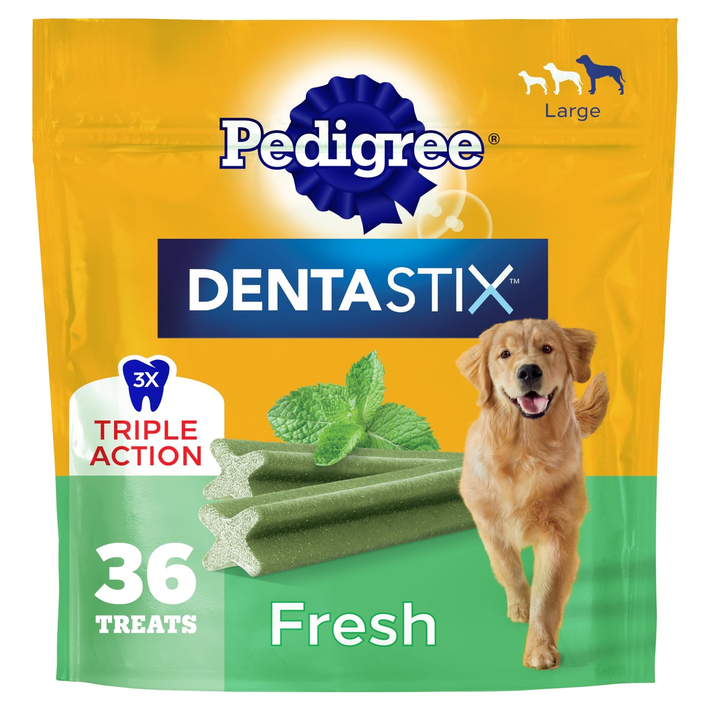 Pedigree DENTASTIX Fresh Large Treats for Dogs - Value Pack 1.94 Pounds 36 Treats