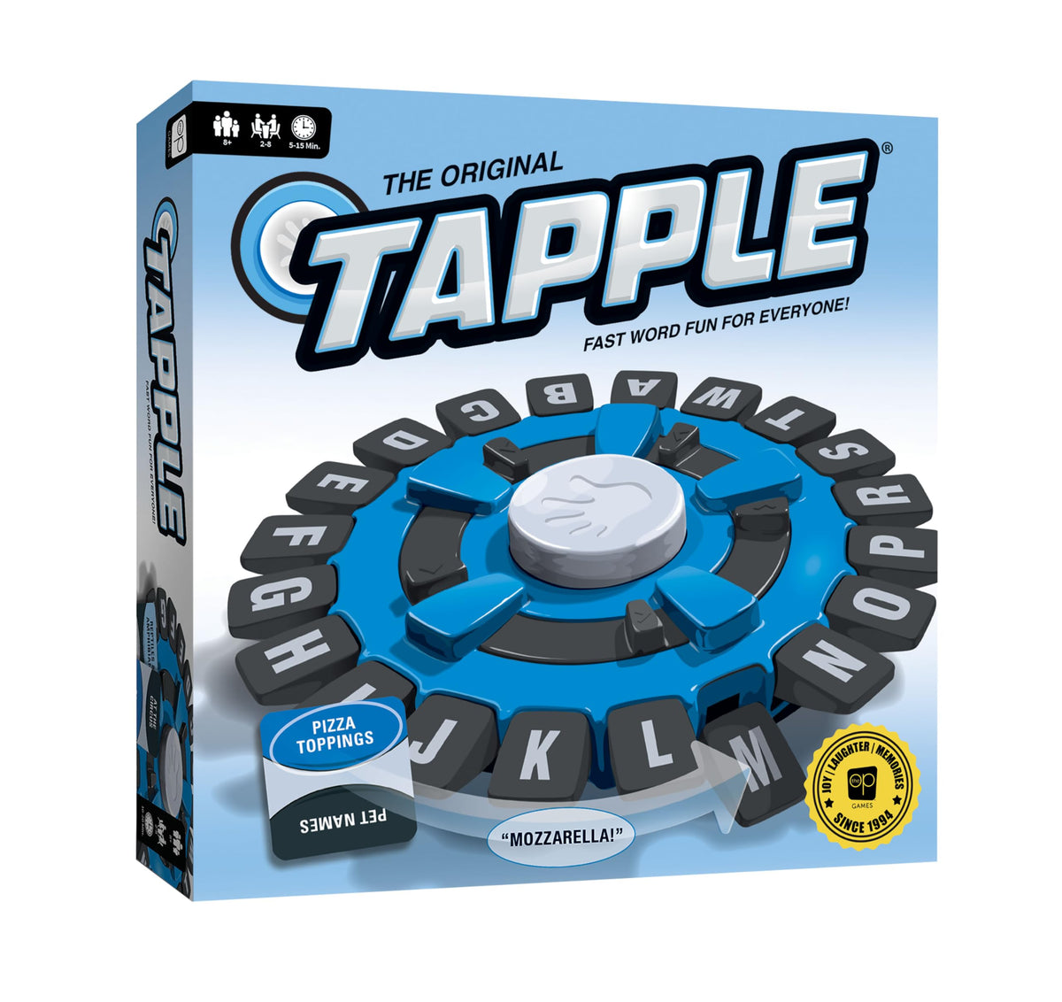USAOPOLY TAPPLE® - Juego de mesa de palabras en familia para los más rápidos | Elige una categoría y compite contra el temporizador para ser el último jugador | Juego de aprendizaje ideal para todas