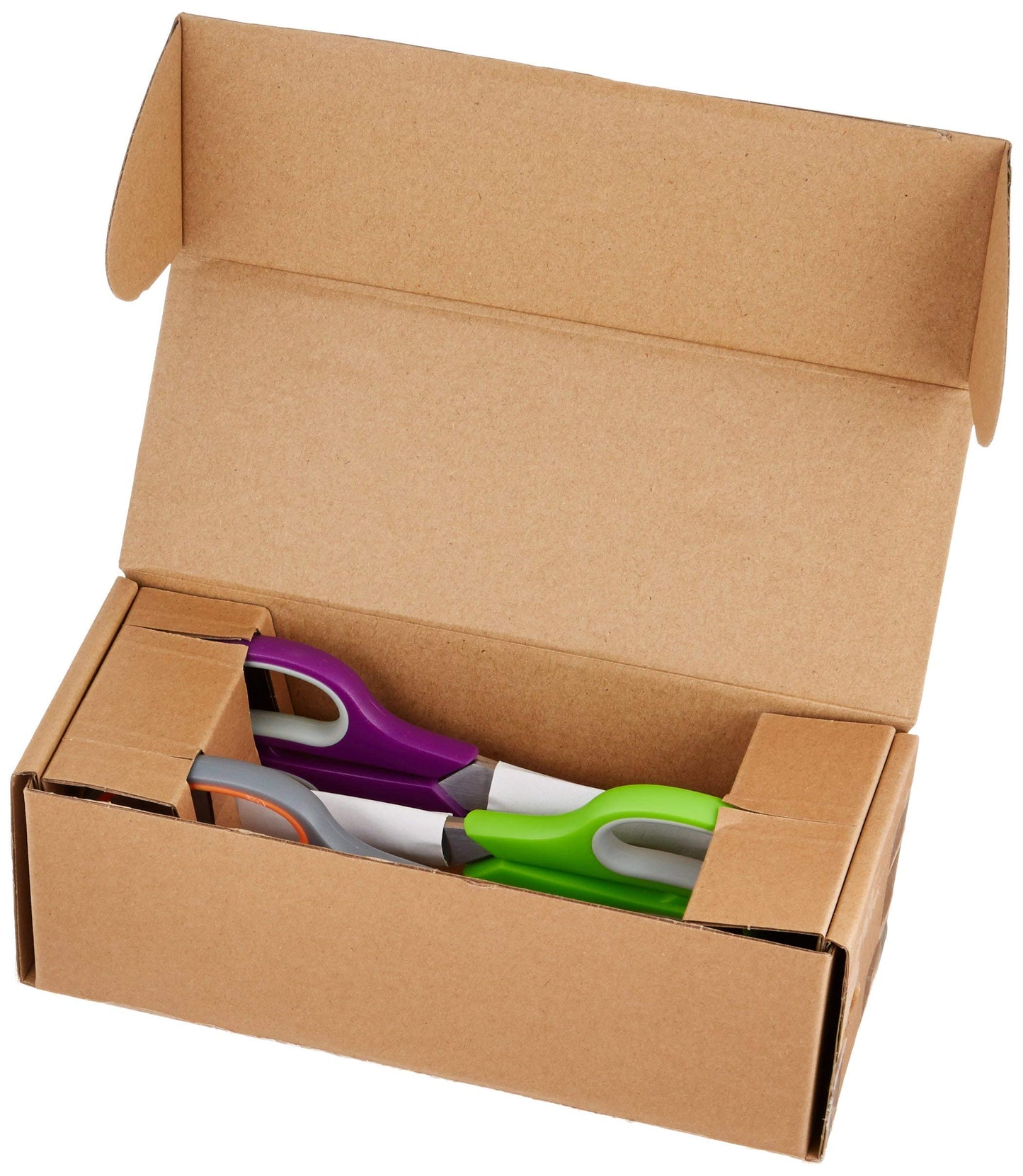 Amazon Basics Tijeras de acero inoxidable, cómodas, multifuncionales, multiusos, recubiertas de PVD, paquete de 3, oficina, hogar, cocina, multicolor