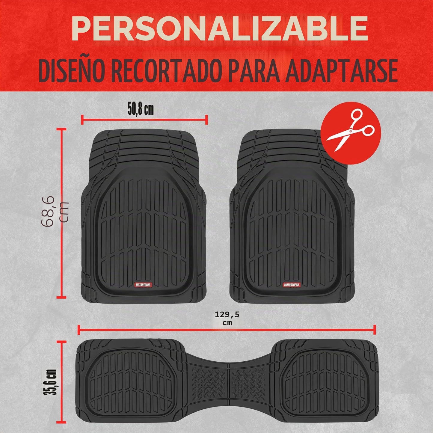 Motor Trend 923-BK FlexTough - Alfombrillas de Goma Resistentes para Coche, SUV, camión y Furgoneta, protección para Todo Tipo de Clima, Ajuste Universal