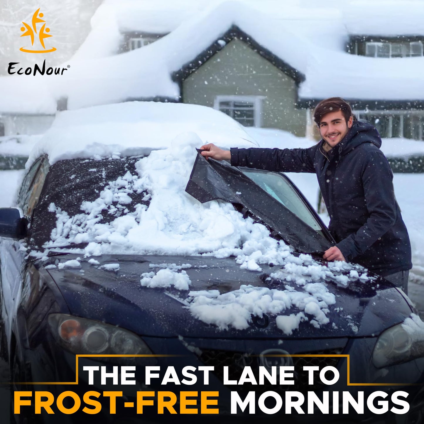 EcoNour Cubierta para Parabrisas de Coche para Invierno, Cubierta de Parabrisas para Todo Tipo de Clima, se Adapta a la mayoría de Coches, SUV, Furgonetas y Camiones. Cubierta de Parabrisas a Prueba