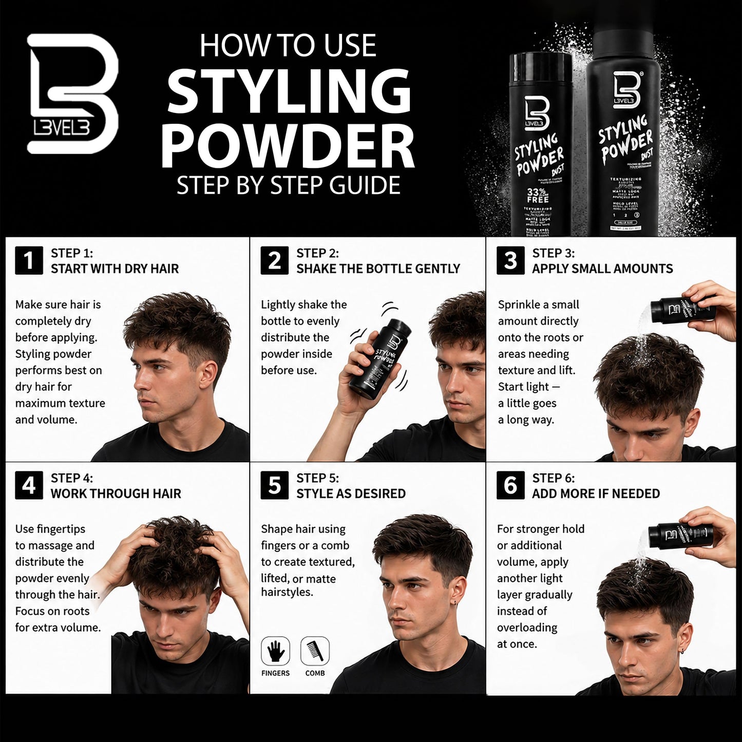 L3VEL3 Styling Powder For Men 1 oz Powder