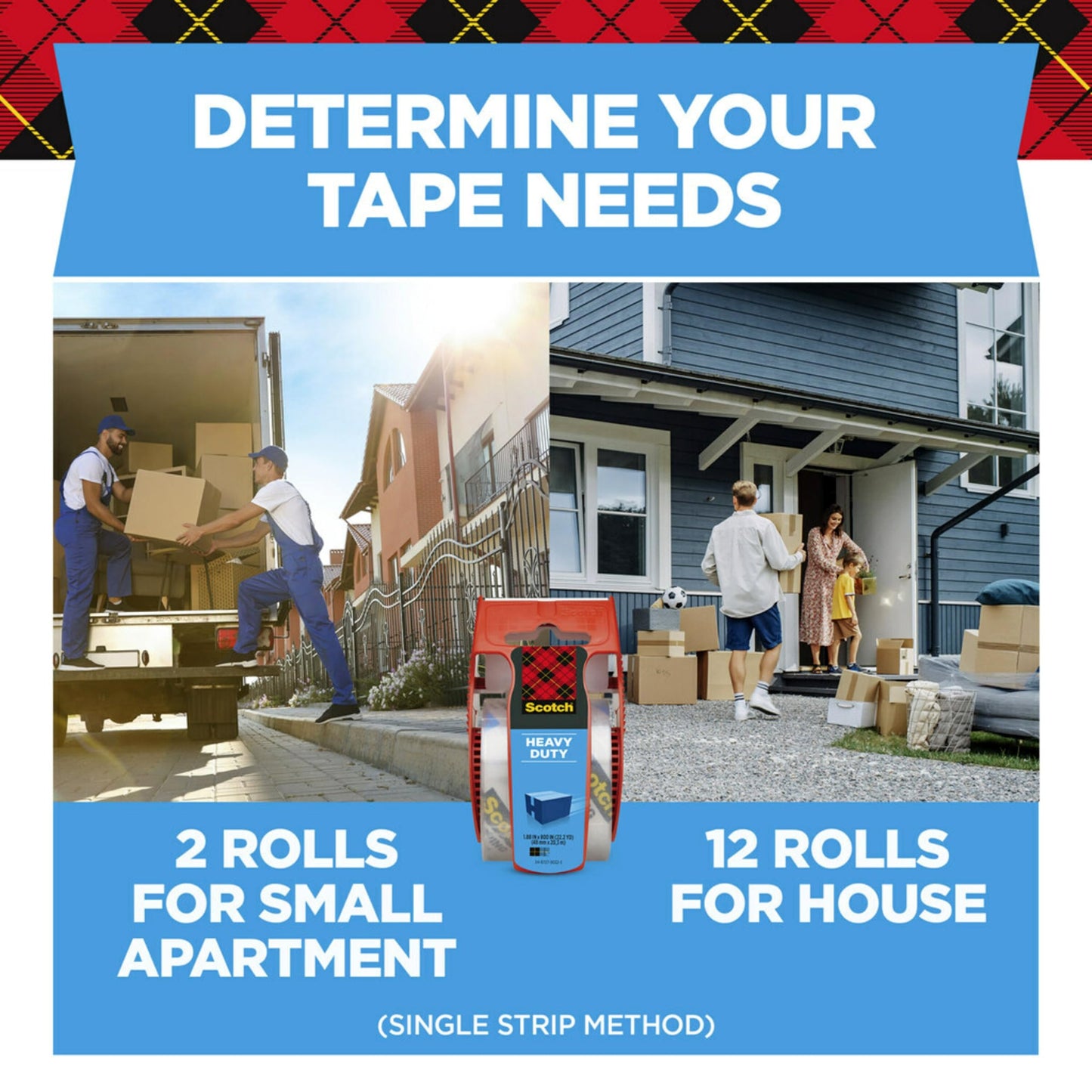 Scotch Heavy Duty Packaging Tape, 1.88 Inches x 800 Inches, 6 Rolls (142-6) (1, DESIGN 1) by