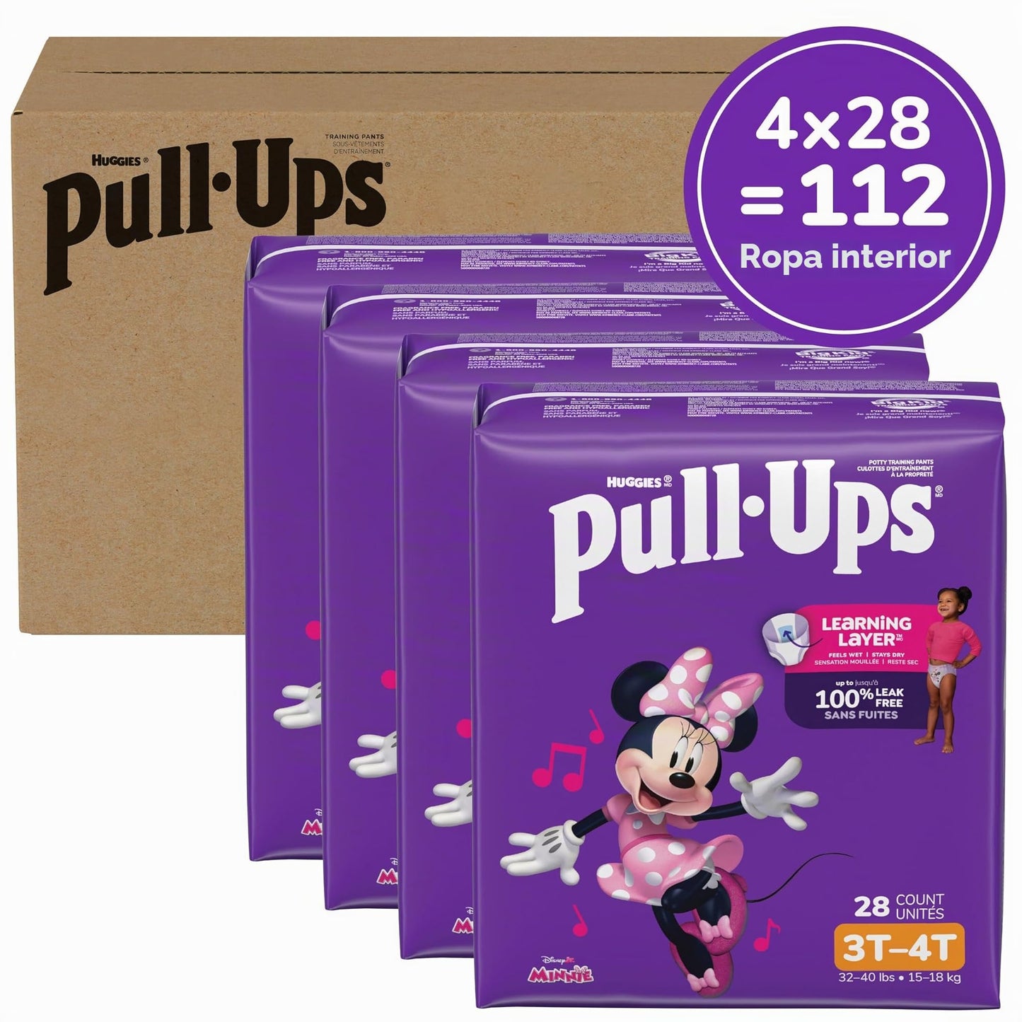 Pull-Ups Learning Designs - Pantalones de entrenamiento para niñas, 3T-4T, 112 unidades