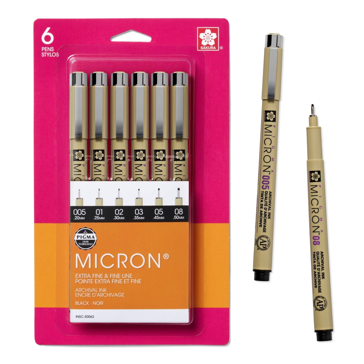 SAKURA Pigma Micron - Bolígrafos surtidos (6 unidades), color negro