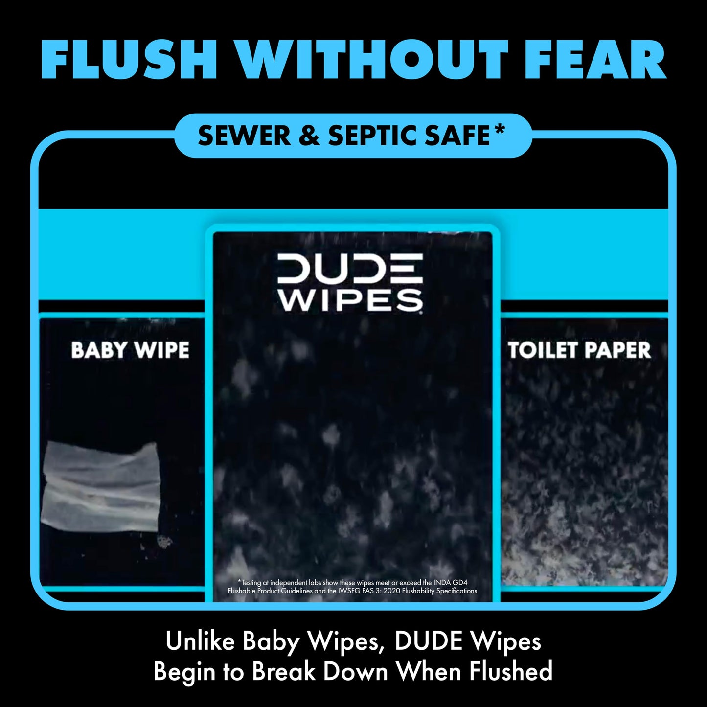 DUDE Toallitas – Toallitas desechables – Paquete de 3, 144 toallitas – Toallitas húmedas extra grandes sin perfume para adultos – Vitamina E y aloe, aptas para sépticas y alcantarillados