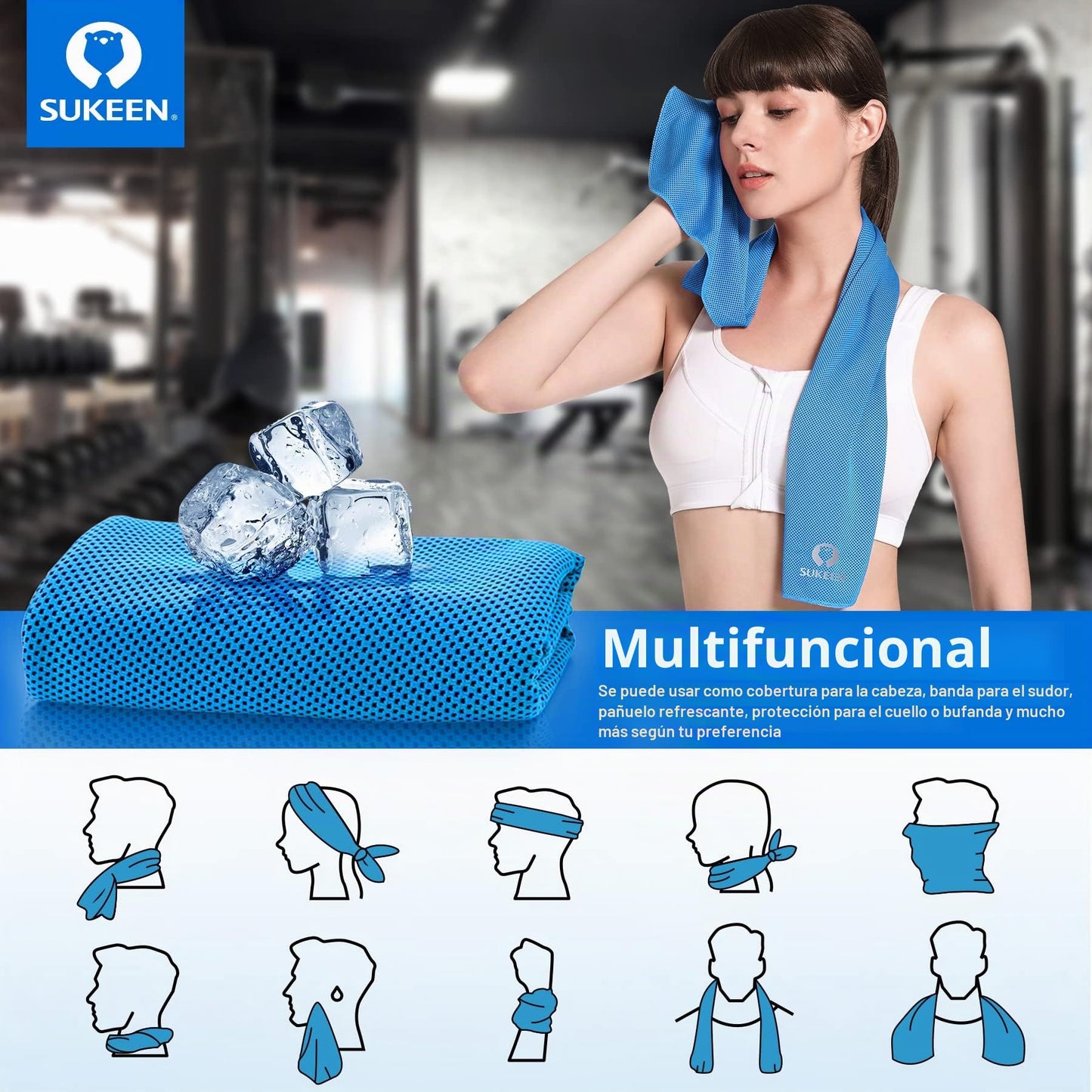 Sukeen Paquete de 4 Toallas de enfriamiento (40 x 12 Pulgadas), Toallas de enfriamiento para Cuello, Toalla de enfriamiento, Suave y Transpirable para Golf, Deportes, Correr, Gimnasio, Entrenamiento,