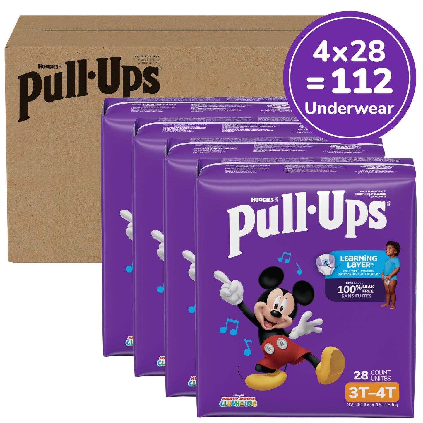 Pull-Ups Learning Designs Pantalones de entrenamiento para niños, 3T-4T, 112 unidades