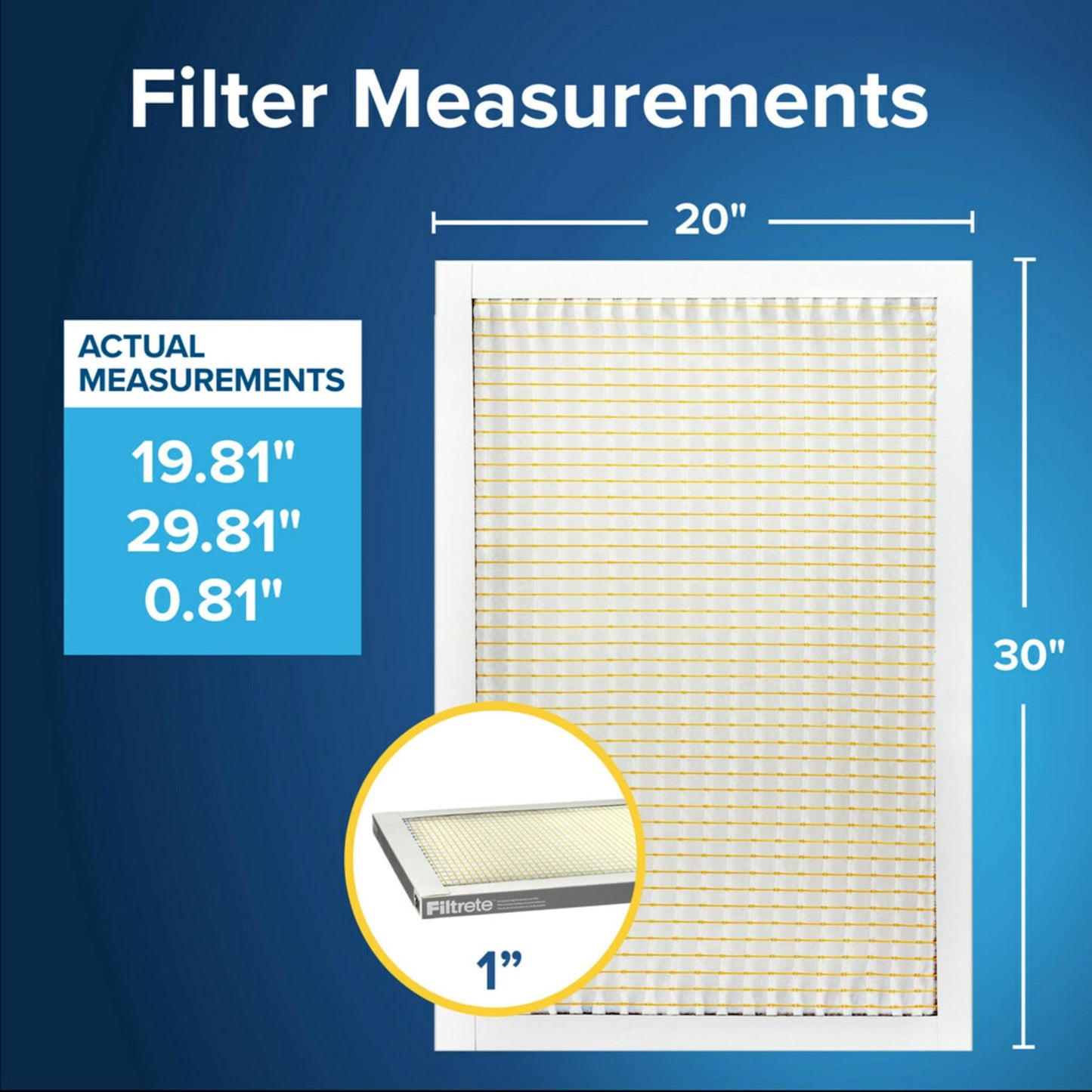 Filtrete Filtro de aire para caldera de aire acondicionado, MERV 5, MPR 300, captura partículas no deseadas, filtro electrostático plisado de 3 meses de 1 pulgada, paquete de 6 unidades (tamaño real