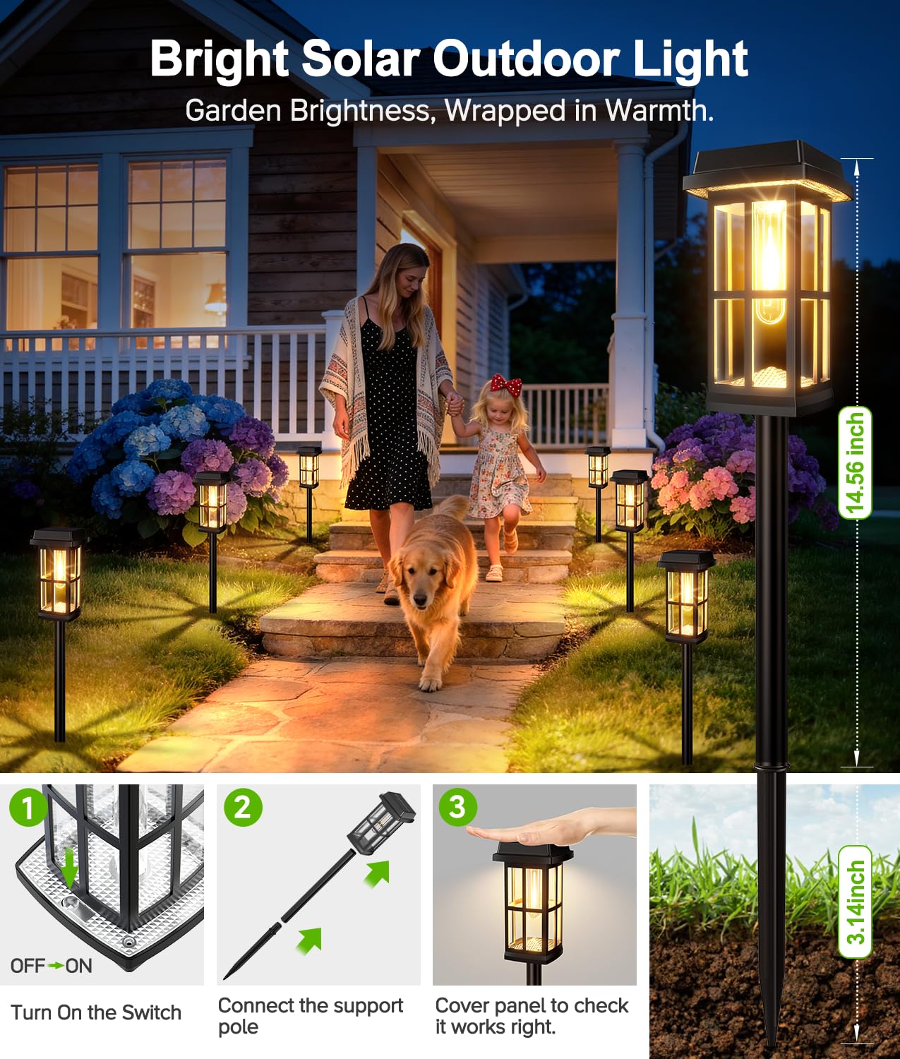 Ahaorigin Luces solares para caminos, iluminación de paisaje al aire última intervensión con LED cálido, negro (paquete de 8)