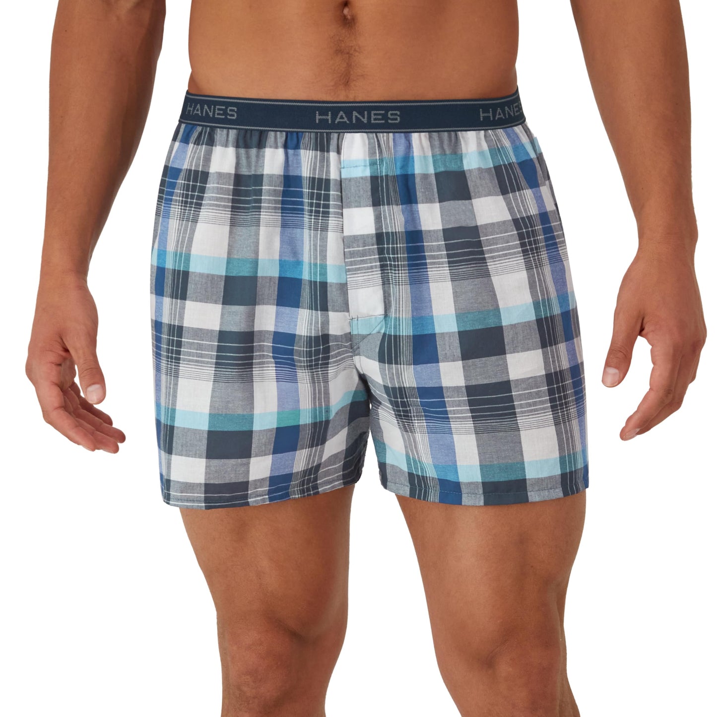 Hanes Men's Woven Boxers, 6 Pack, Tartan Plaid, Large