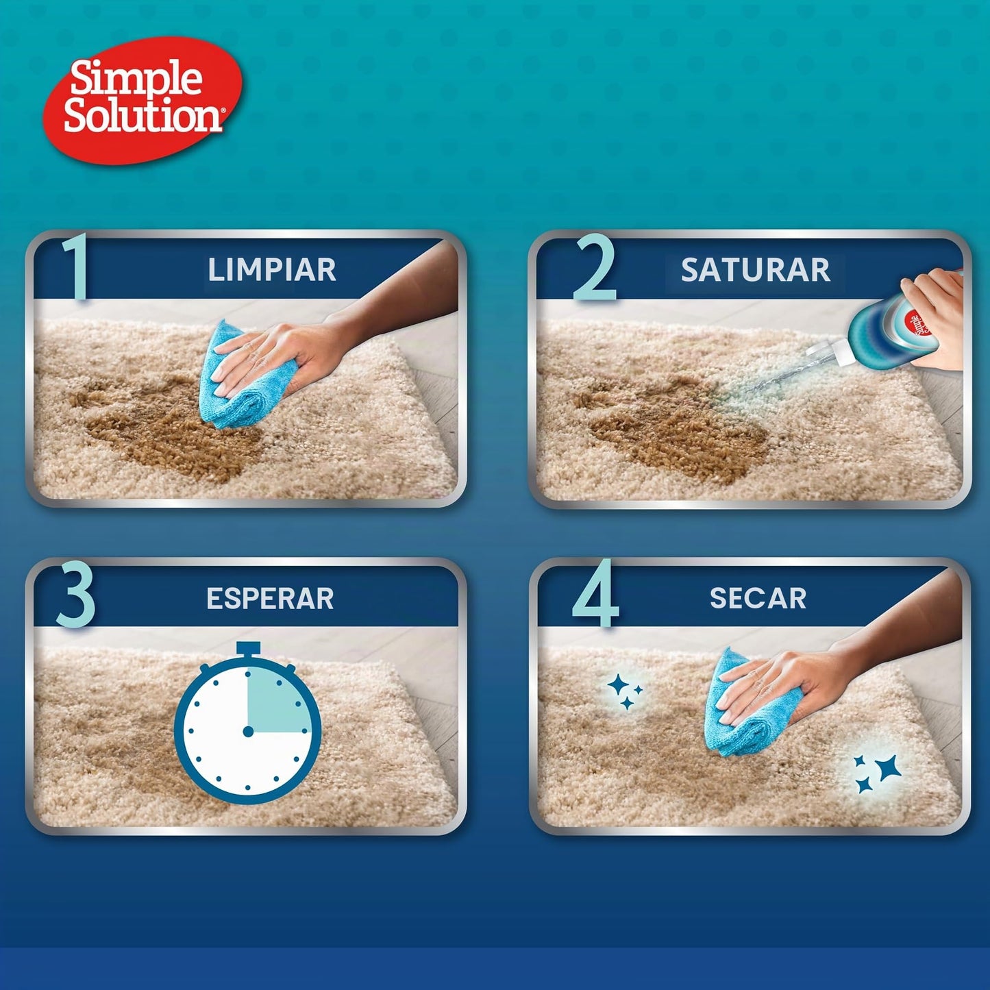 Simple Solution Limpiador Enzimático Destructor, Removedor de Manchas y Olores de Mascotas con Poder de Limpieza Pro-Bacterias, 1 L
