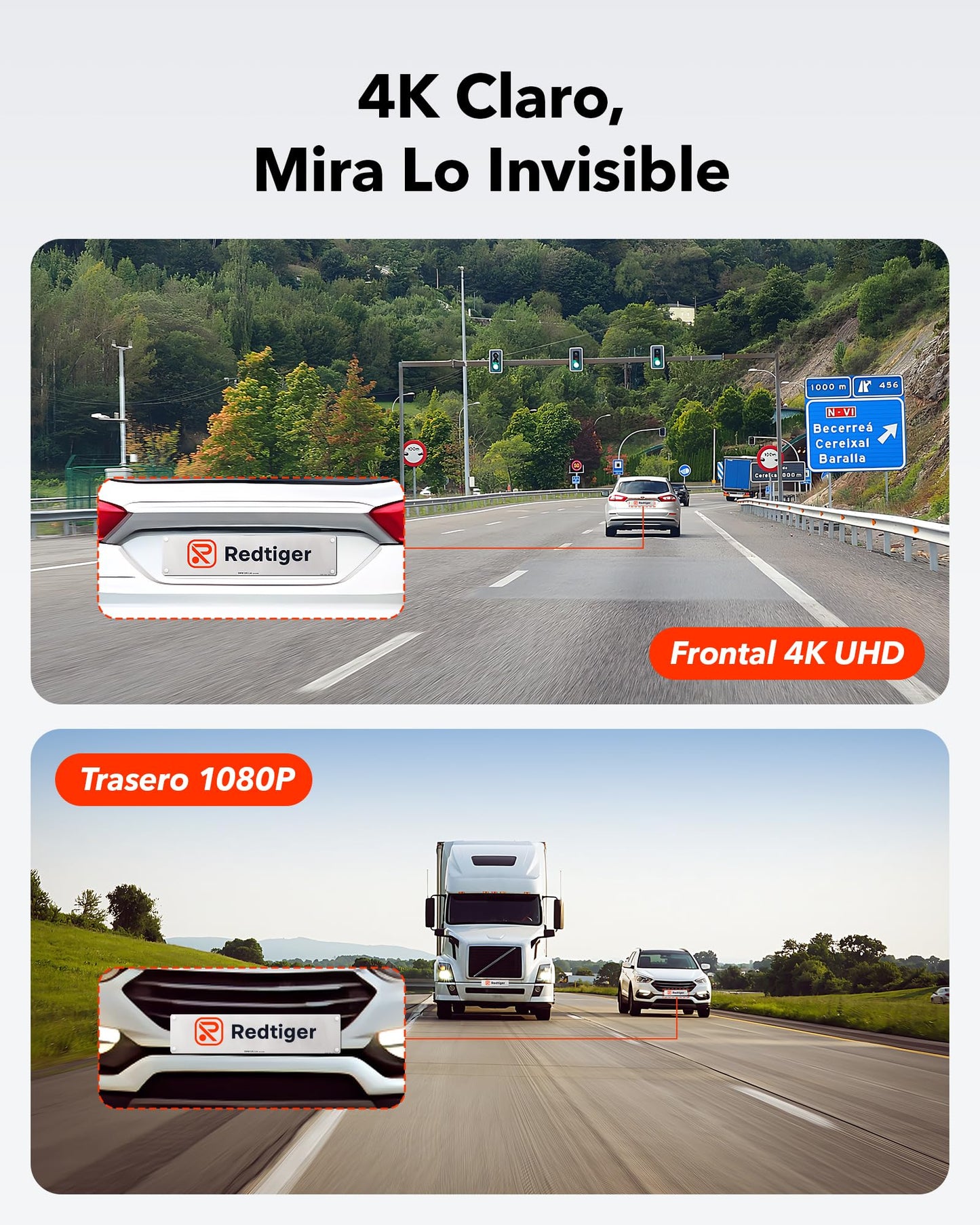 REDTIGER Dashcam 4K/2.5K Delantera y Trasera con STARVIS 2,Pantalla IPS de 3,18 Pulgadas, Tarjeta de 128 GB, WiFi de 5,8 GHz, GPS, WDR Gran Angular de 170°, Admite hasta 256 GB (F7NP)